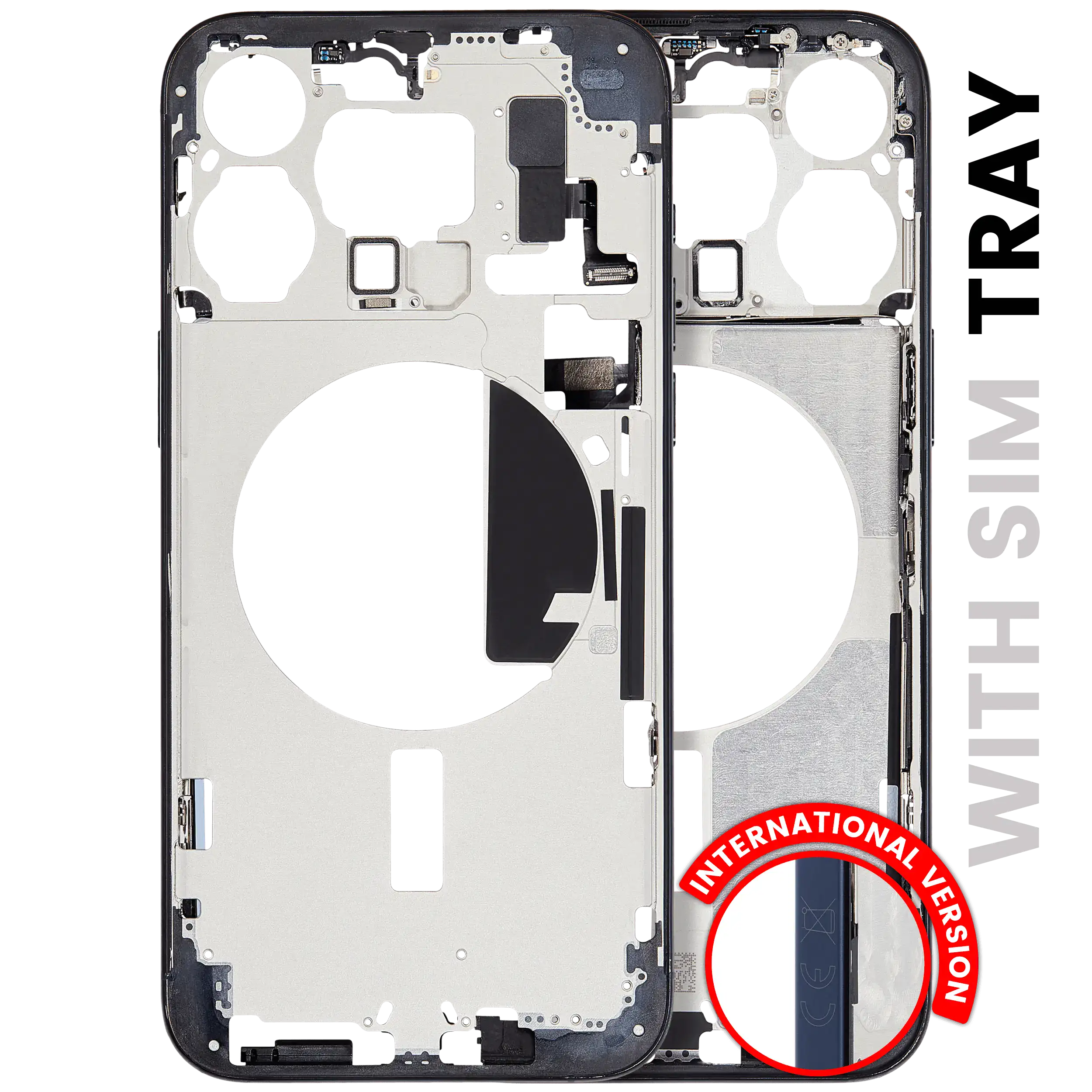 Mid-Frame Housing W/ Small Parts For iPhone 15 Pro Max (EU / Global Version) (Used OEM Pull: Grade A) (Blue Titanium)