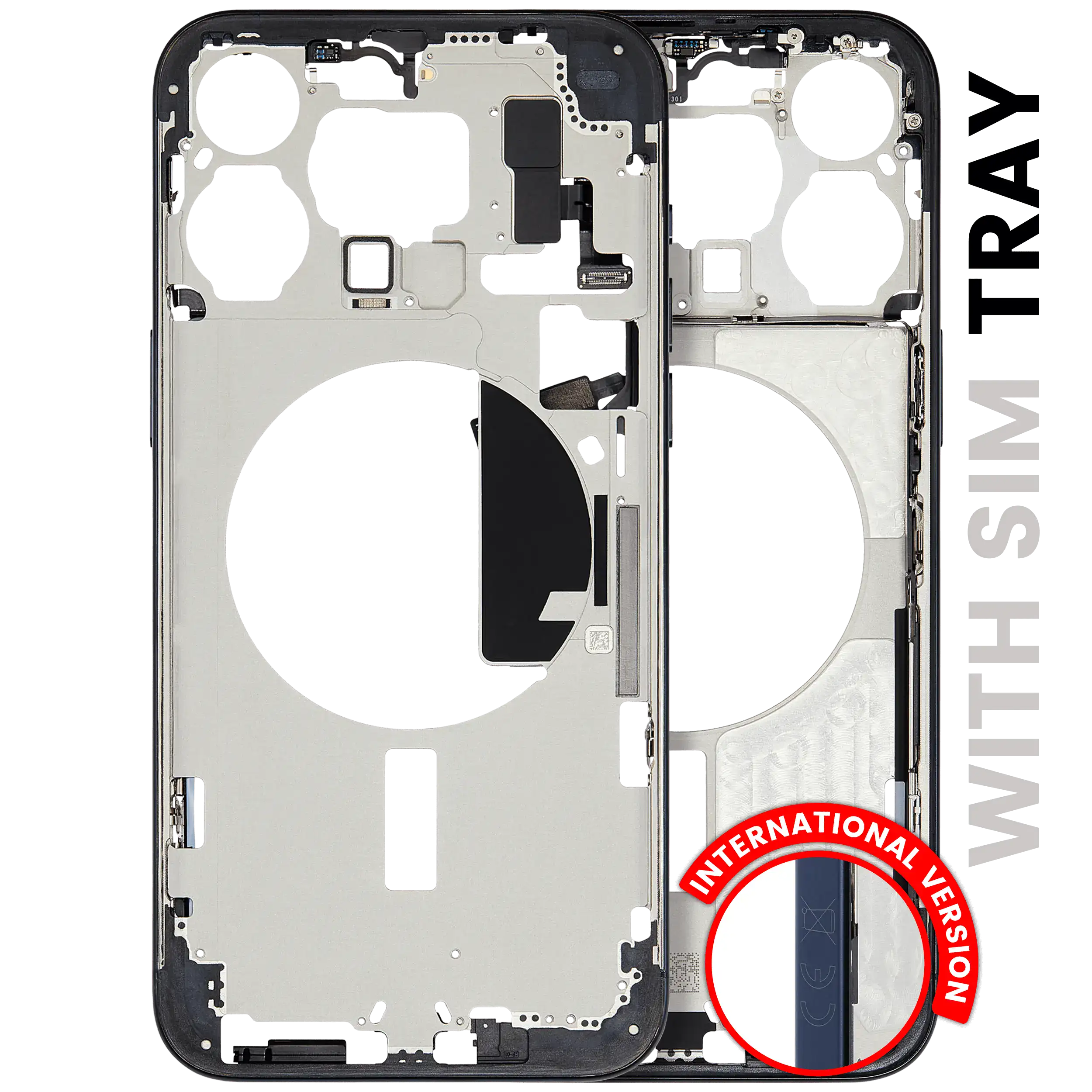 Mid-Frame Housing W/ Small Parts For iPhone 15 Pro Max (EU / Global Version) (Used OEM Pull: Grade B) (Blue Titanium)