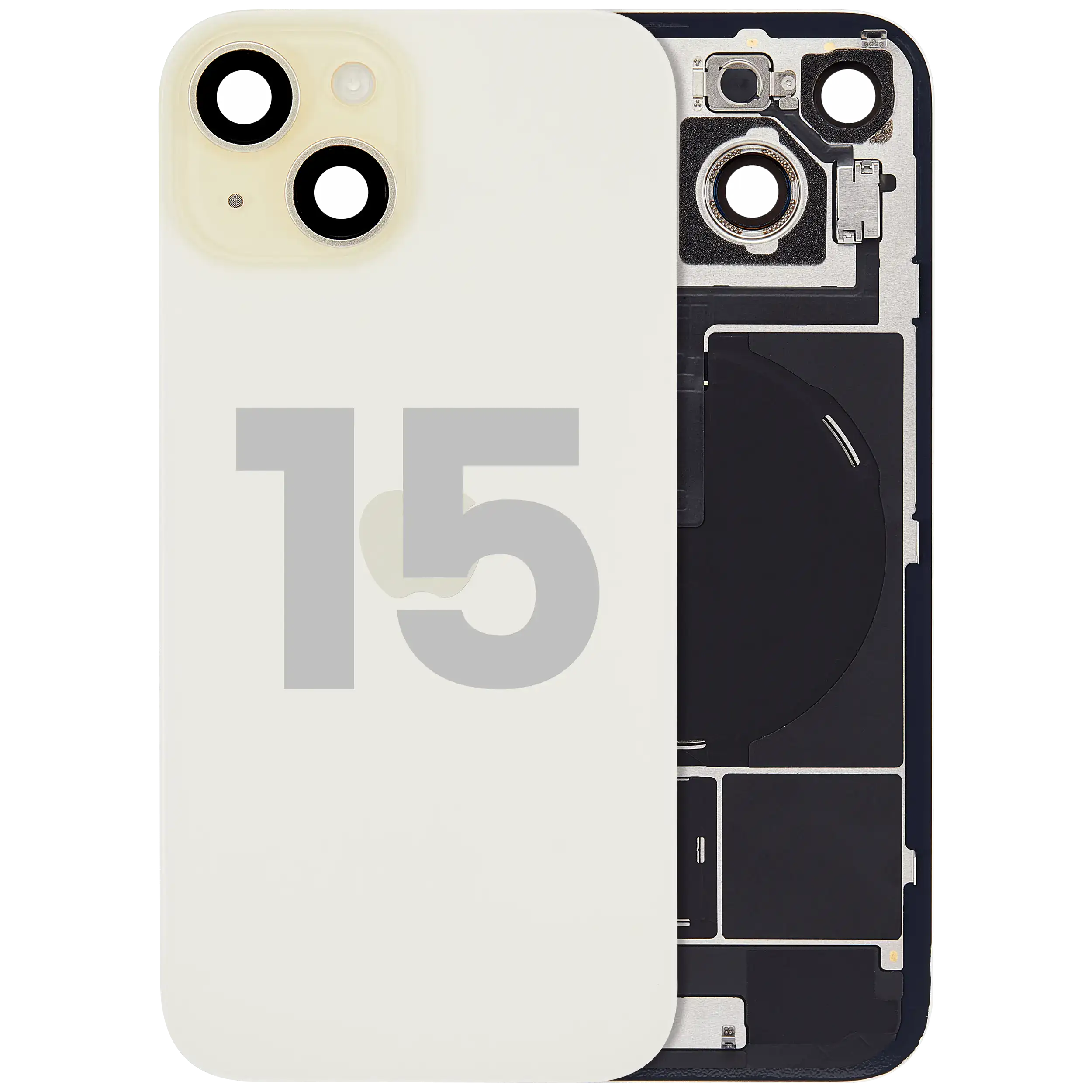 Back Glass w/ MagSafe Magnet & NFC & Flashlight Flex For iPhone 15 (Used OEM Pull: Grade A) (Yellow)