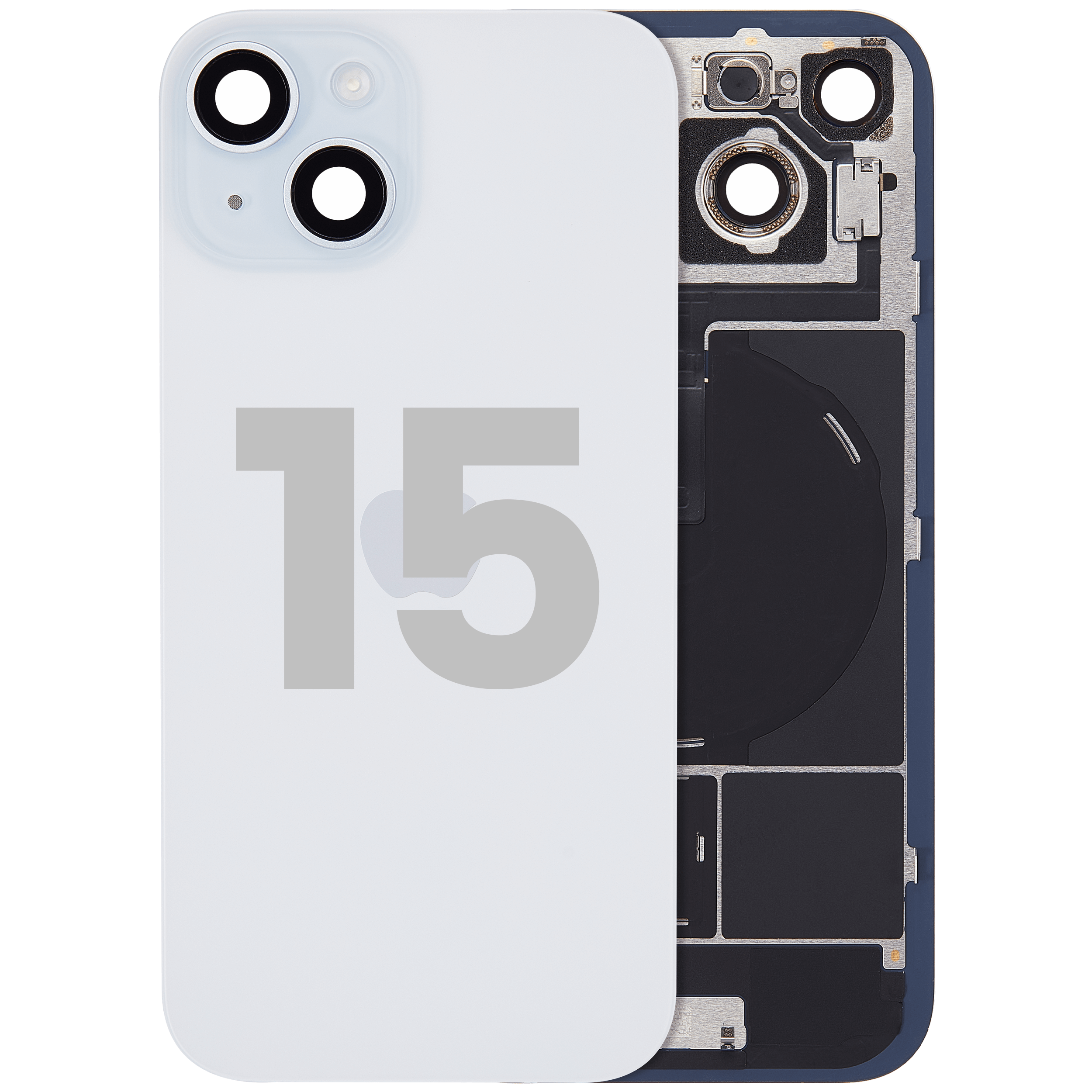 Back Glass w/ MagSafe Magnet & NFC & Flashlight Flex For iPhone 15 (Used OEM Pull: Grade A) (Blue)
