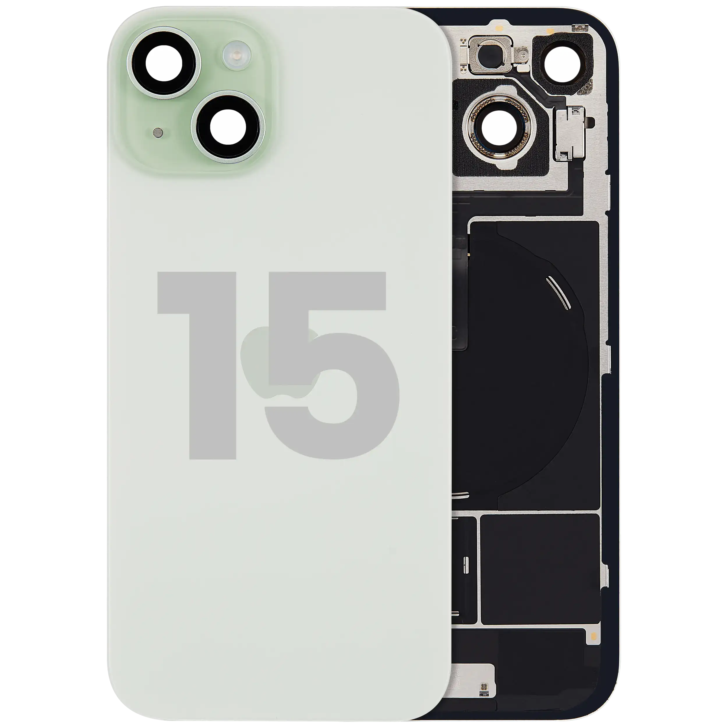 Back Glass w/ MagSafe Magnet & NFC & Flashlight Flex For iPhone 15 (Used OEM Pull: Grade B) (Green)