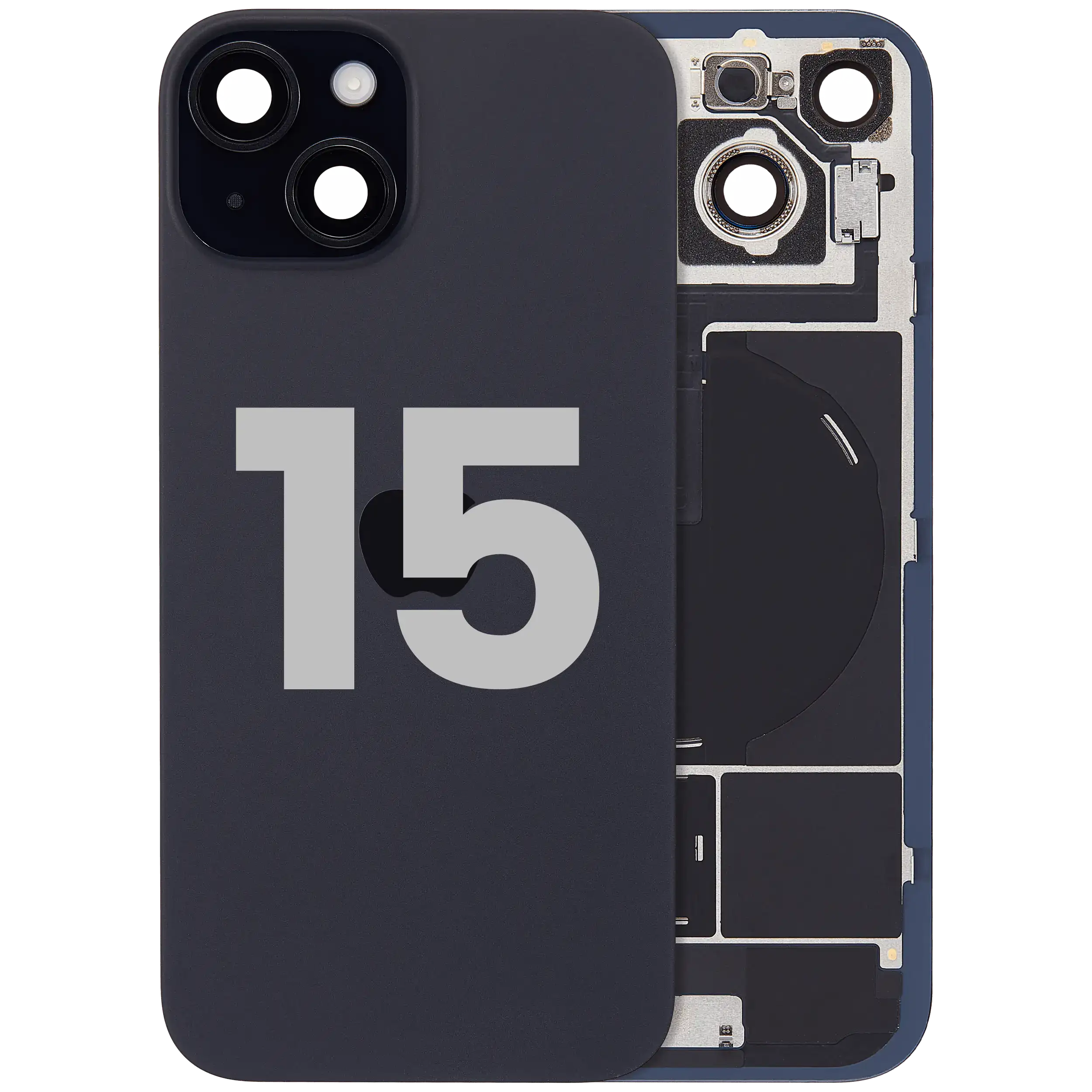Back Glass w/ MagSafe Magnet & NFC & Flashlight Flex For iPhone 15 (Used OEM Pull: Grade B) (Black)