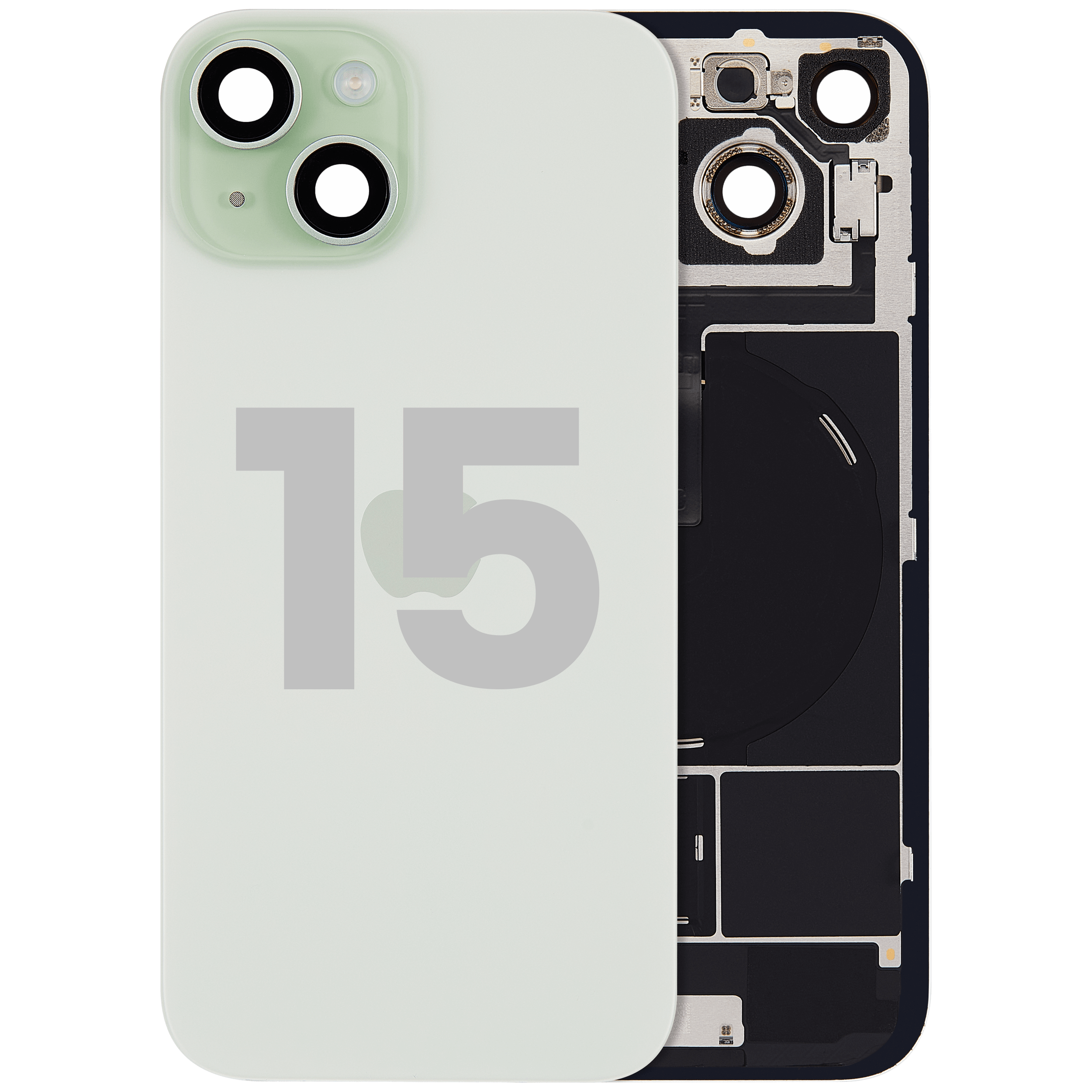Back Glass w/ MagSafe Magnet & NFC & Flashlight Flex For iPhone 15 (Used OEM Pull: Grade C) (Green)
