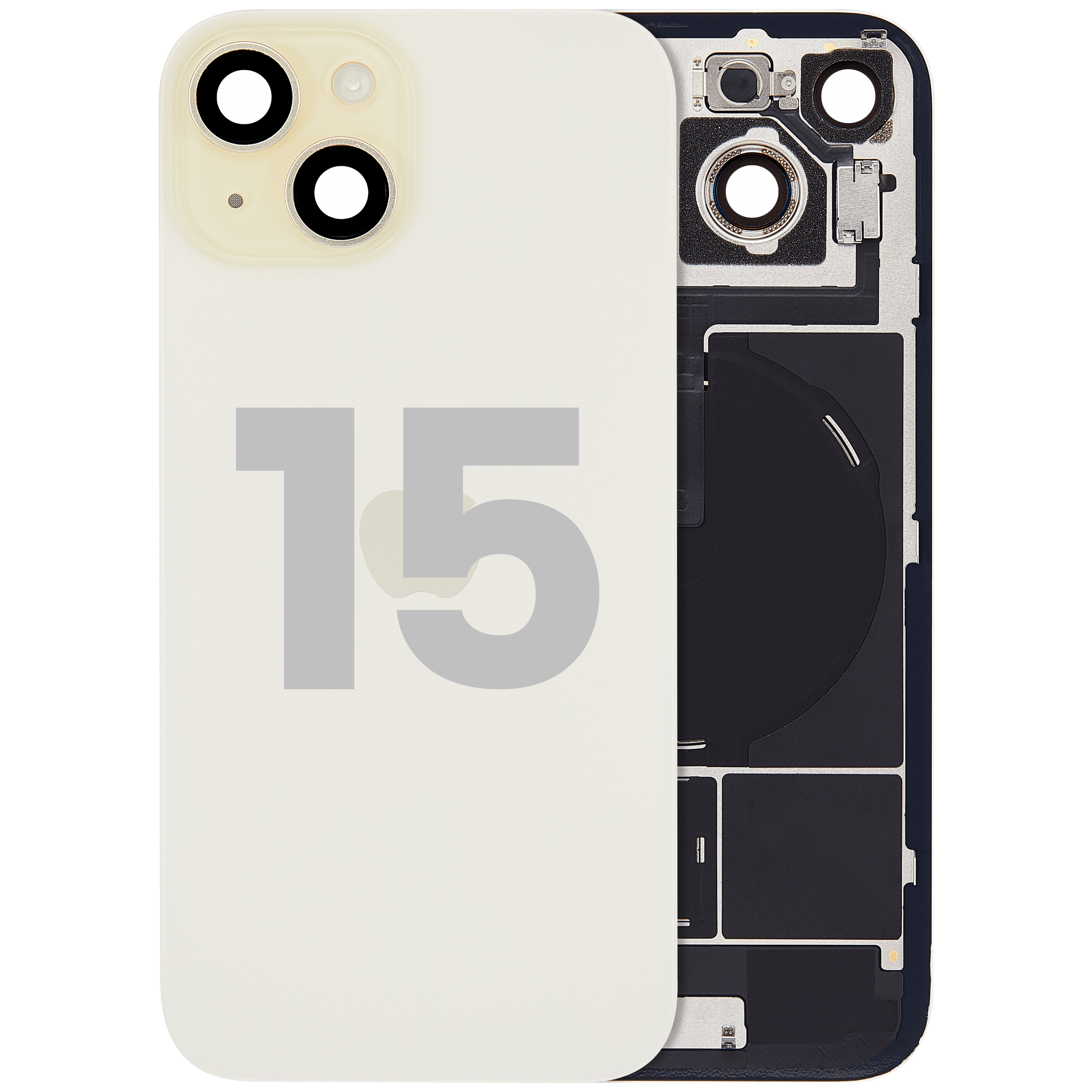 Back Glass w/ MagSafe Magnet & NFC & Flashlight Flex For iPhone 15 (Used OEM Pull: Grade C) (Yellow)