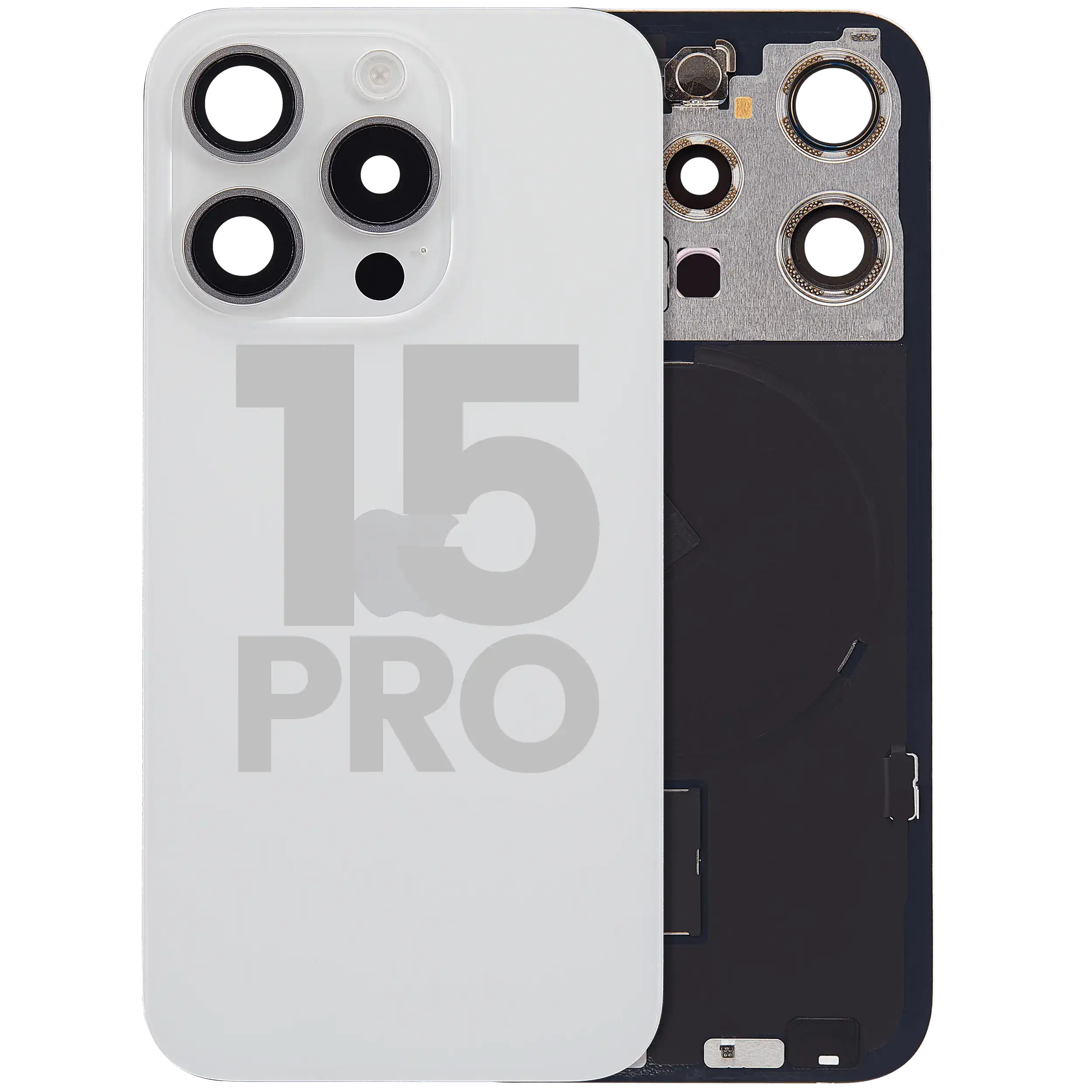 Back Glass w/ MagSafe Magnet & NFC & Flashlight Flex For iPhone 15 Pro (Used OEM Pull: Grade A) (White Titanium)