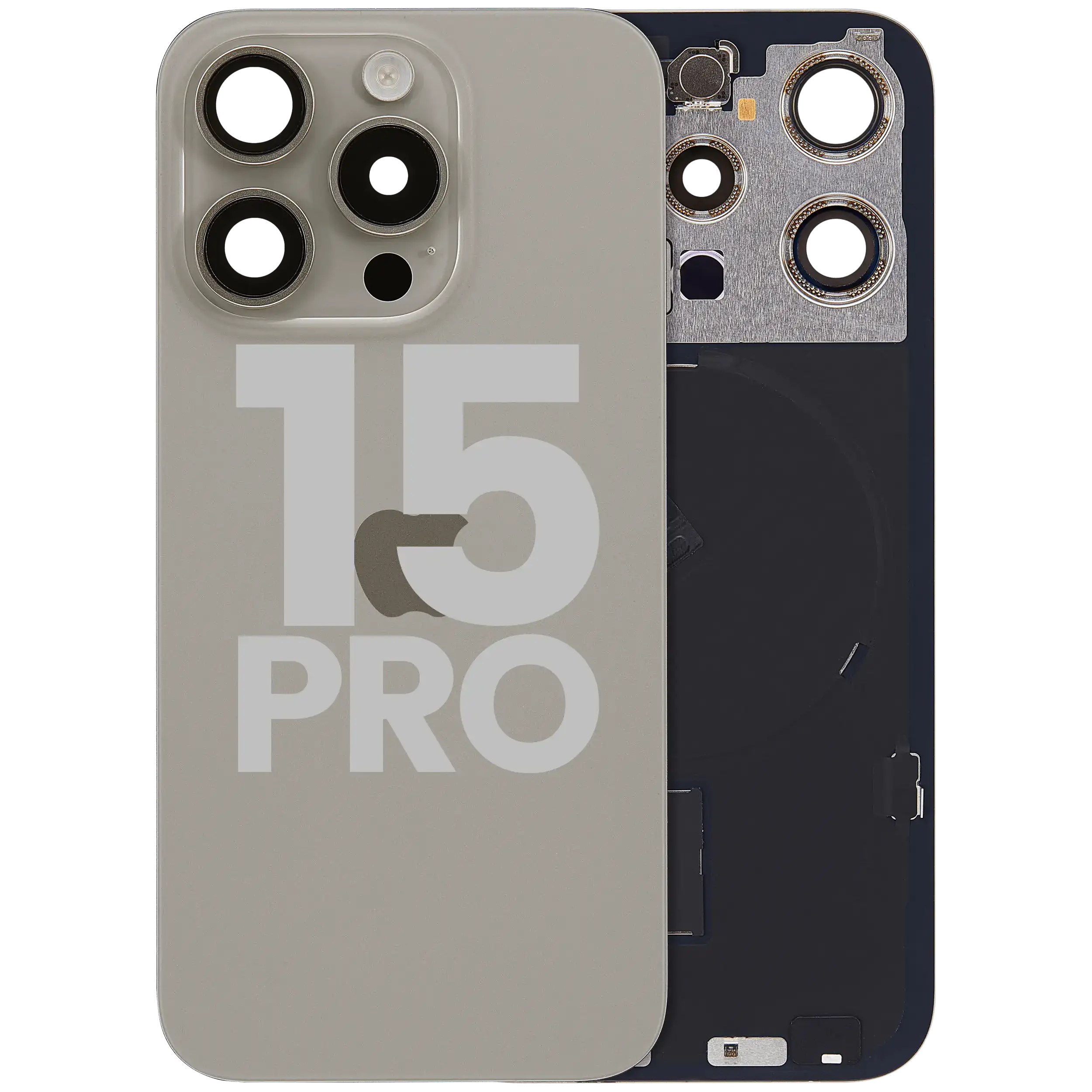 Back Glass w/ MagSafe Magnet & NFC & Flashlight Flex For iPhone 15 Pro (Used OEM Pull: Grade A) (Natural Titanium)