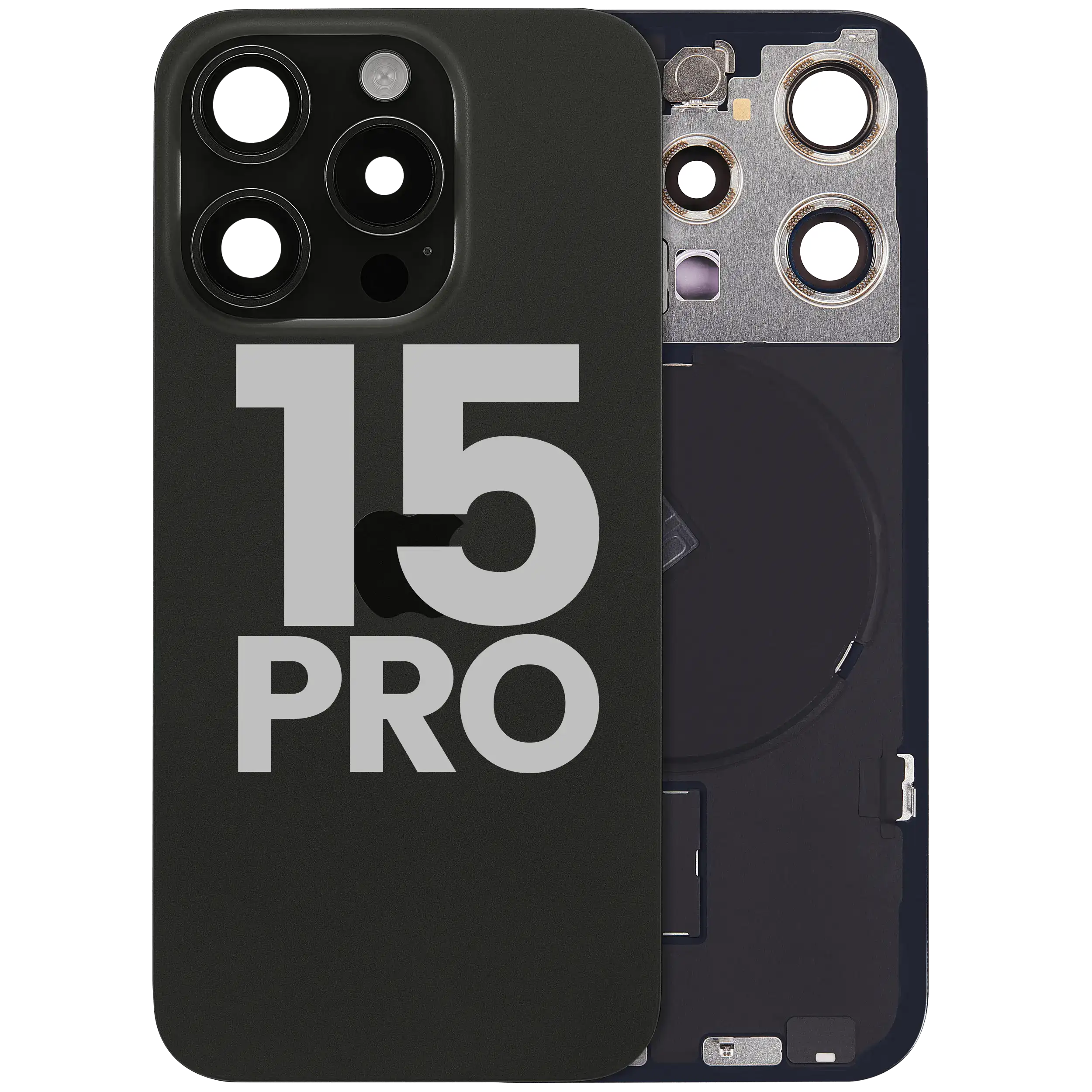 Back Glass w/ MagSafe Magnet & NFC & Flashlight Flex For iPhone 15 Pro (Used OEM Pull: Grade B) (Black Titanium)