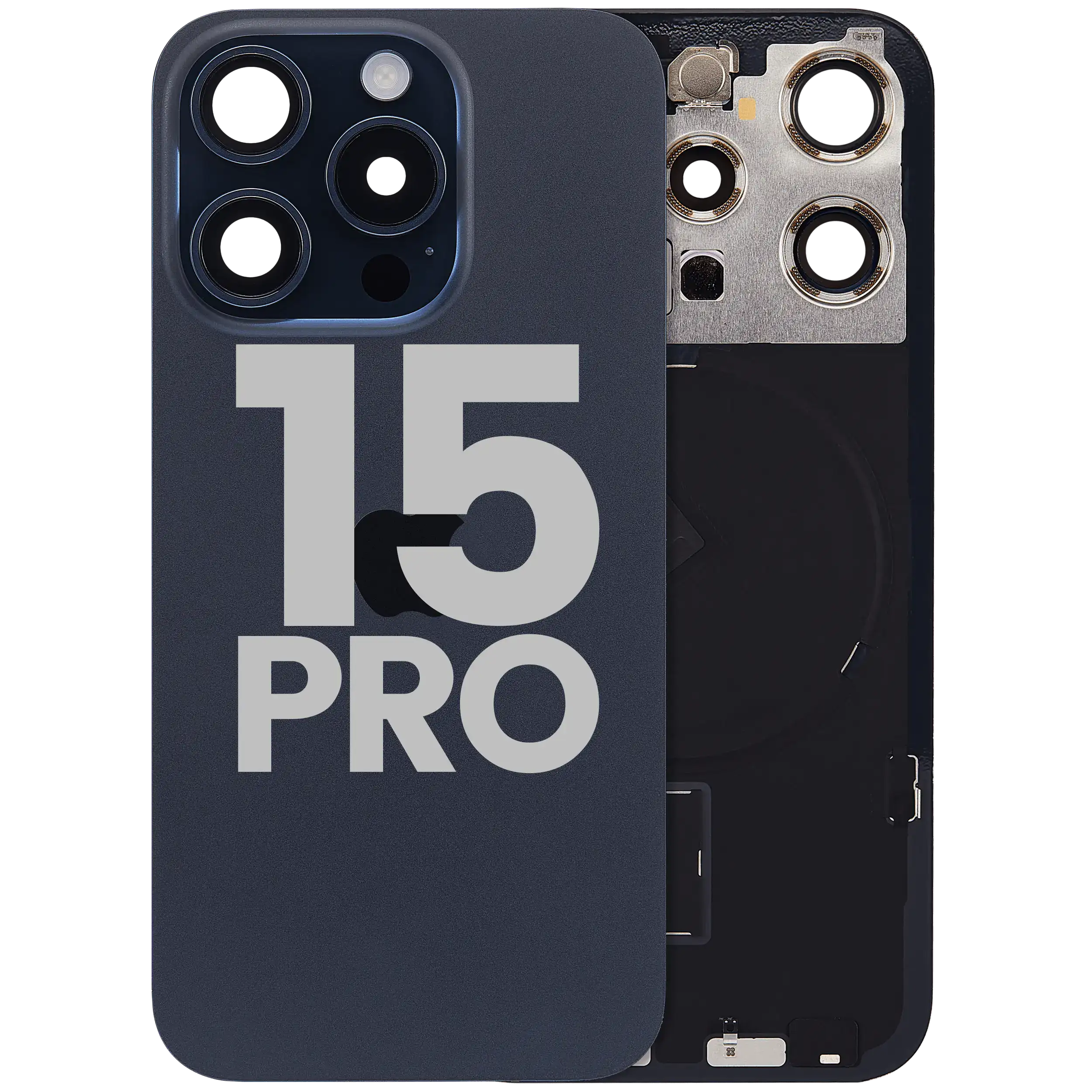 Back Glass w/ MagSafe Magnet & NFC & Flashlight Flex For iPhone 15 Pro (Used OEM Pull: Grade B) (Blue Titanium)