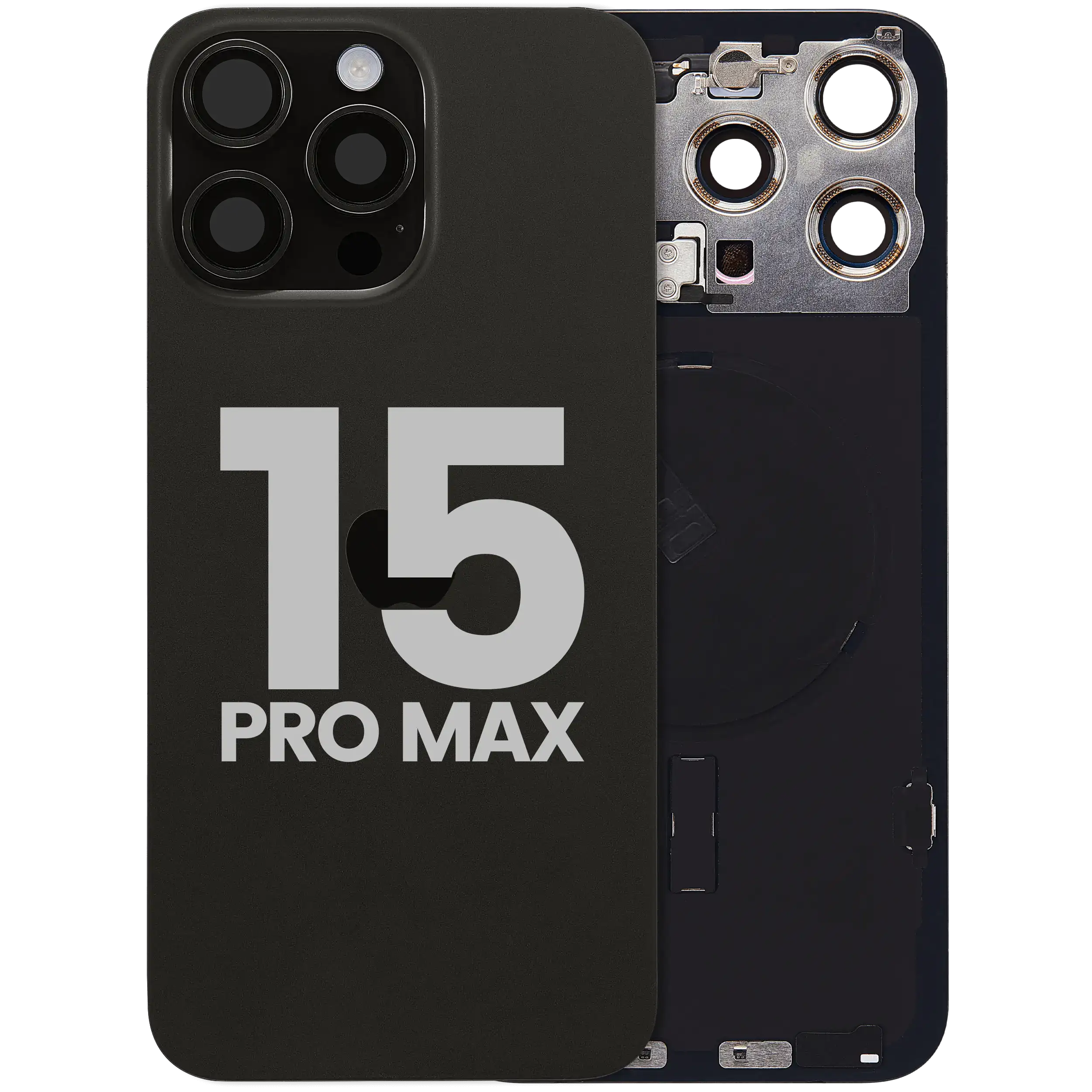 Back Glass w/ MagSafe Magnet & NFC & Flashlight Flex For iPhone 15 Pro Max (Used OEM Pull: Grade A) (Black Titanium)
