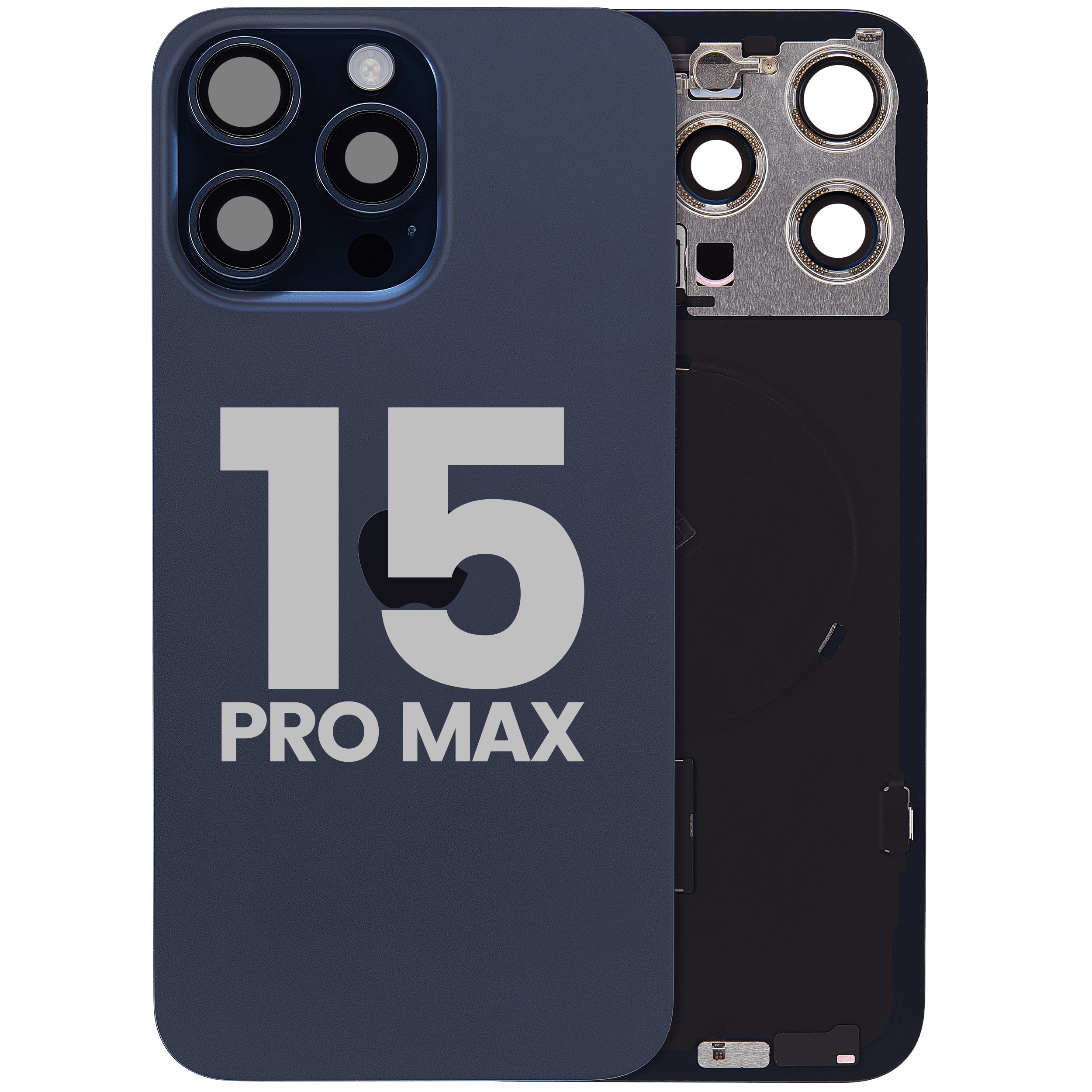 Back Glass w/ MagSafe Magnet & NFC & Flashlight Flex For iPhone 15 Pro Max (Used OEM Pull: Grade A) (Blue Titanium)