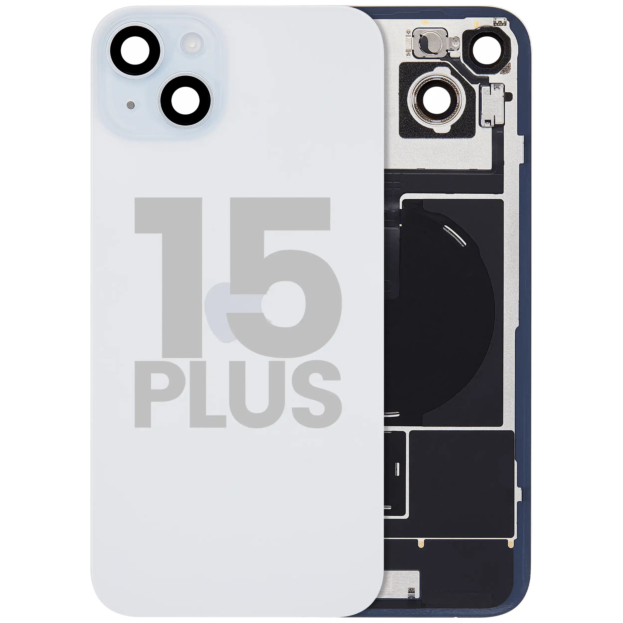 Back Glass w/ MagSafe Magnet & NFC & Flashlight Flex For iPhone 15 Plus (Used OEM Pull: Grade A) (Blue)