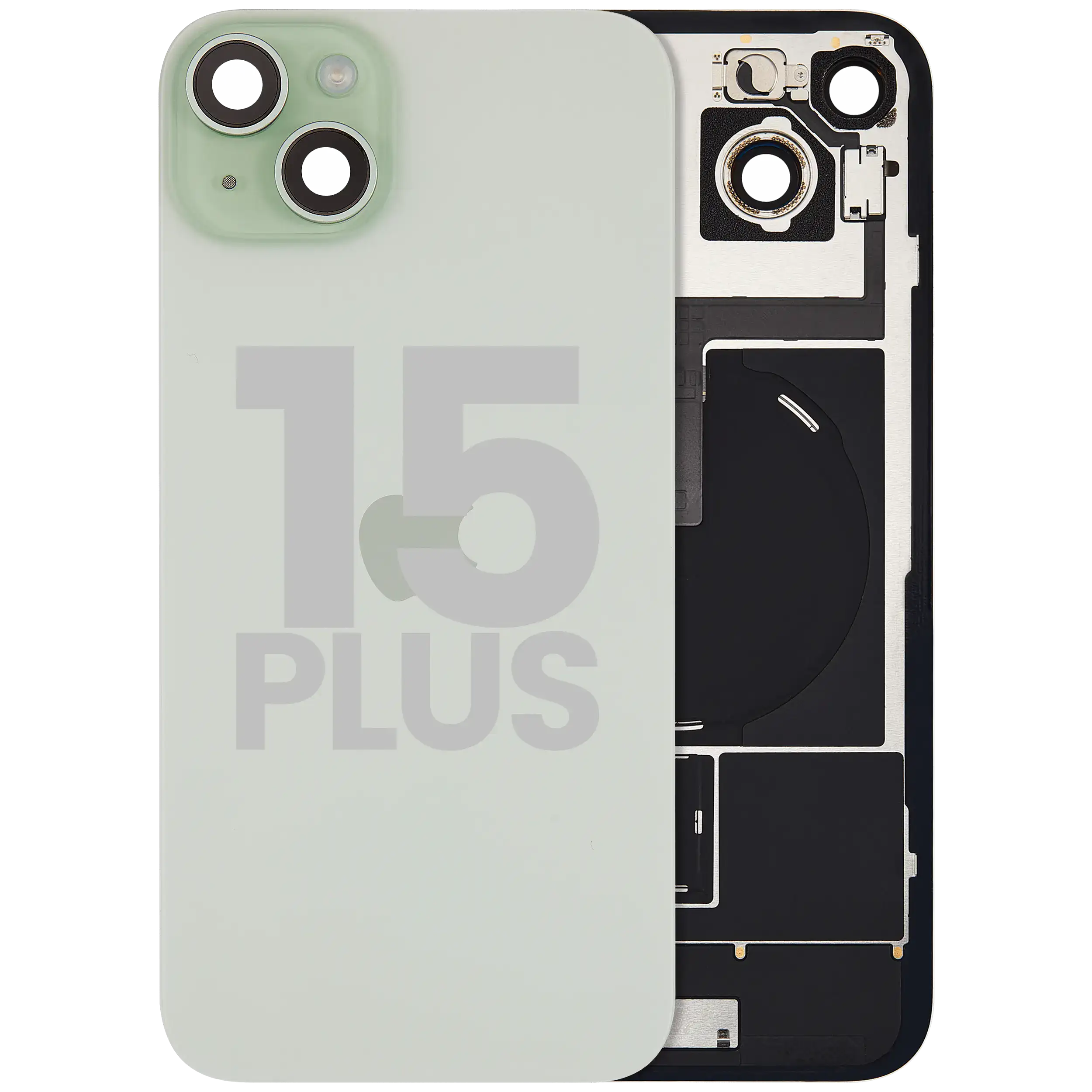Back Glass w/ MagSafe Magnet & NFC & Flashlight Flex For iPhone 15 Plus (Used OEM Pull: Grade B) (Green)