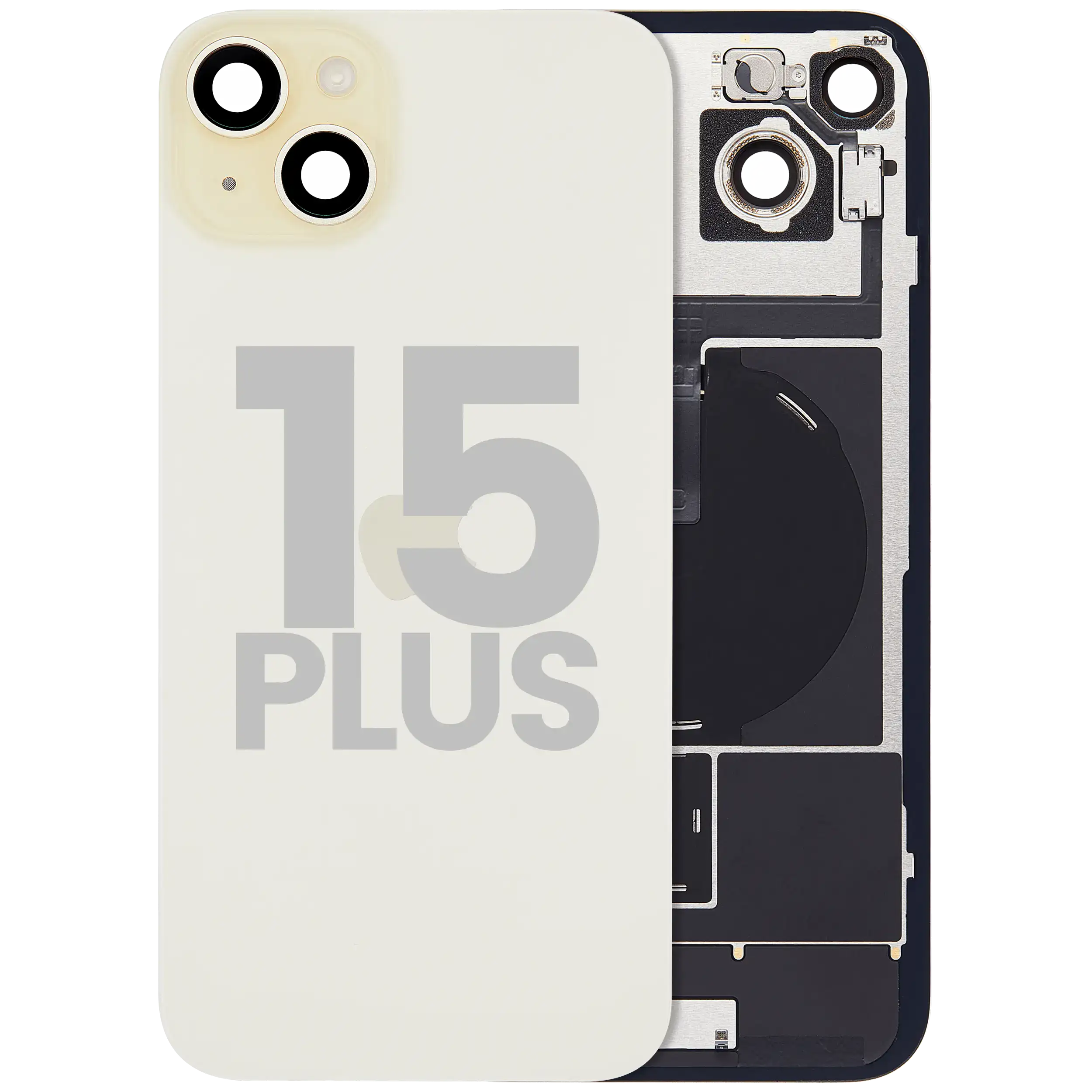 Back Glass w/ MagSafe Magnet & NFC & Flashlight Flex For iPhone 15 Plus (Used OEM Pull: Grade B) (Yellow)
