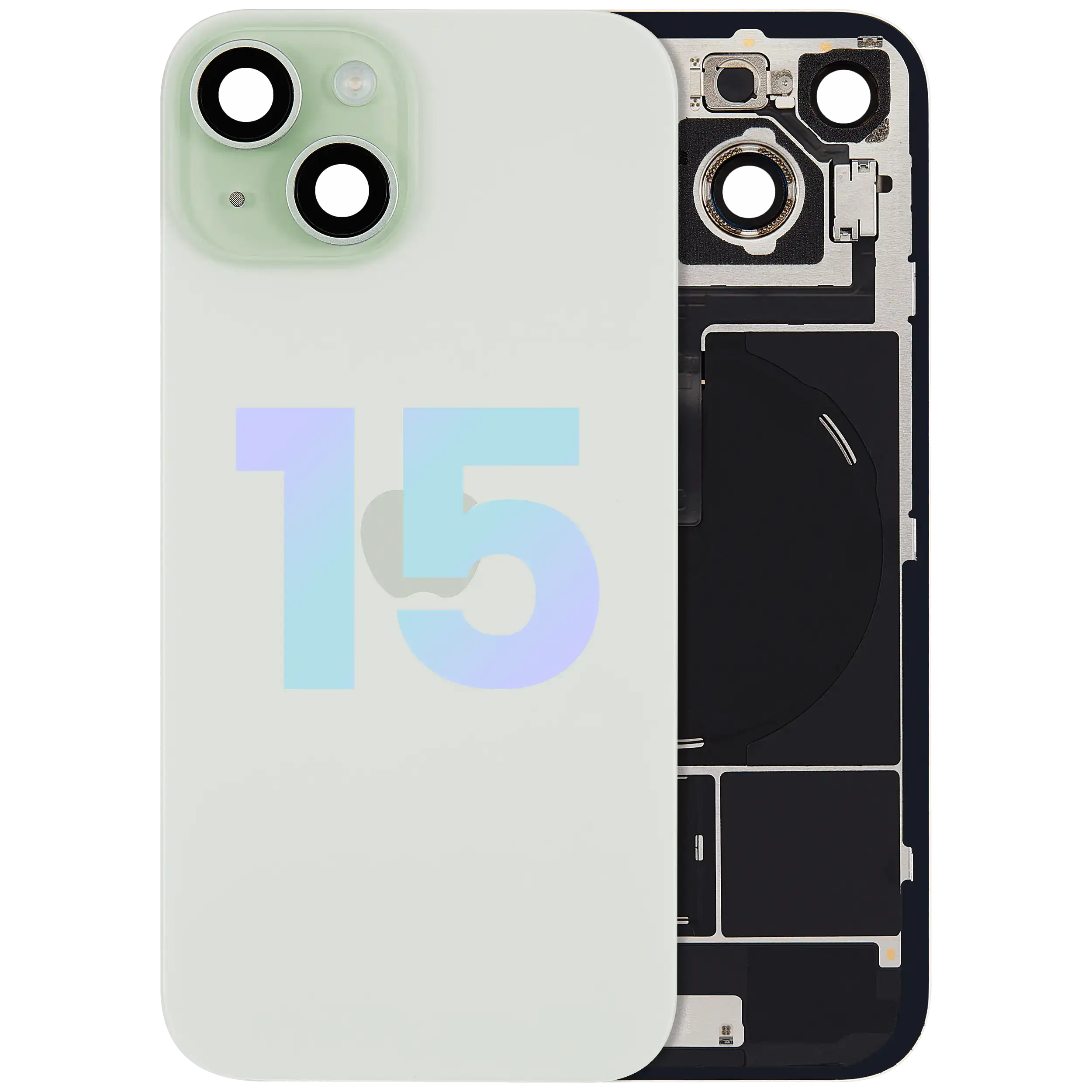 Back Glass w/ MagSafe Magnet & NFC & Flashlight Flex For iPhone 15 (Service Pack) (Green)