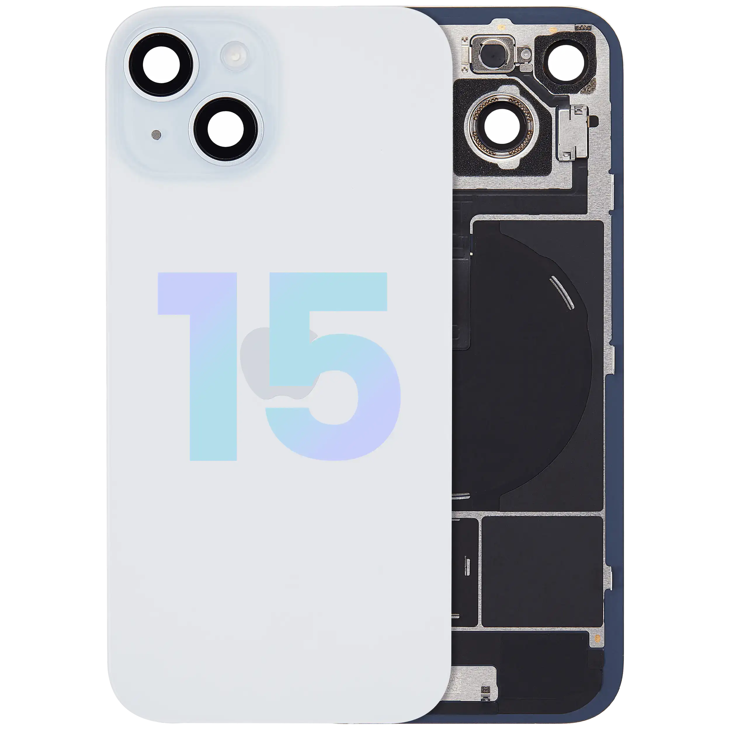 Back Glass w/ MagSafe Magnet & NFC & Flashlight Flex For iPhone 15 (Service Pack) (Blue)