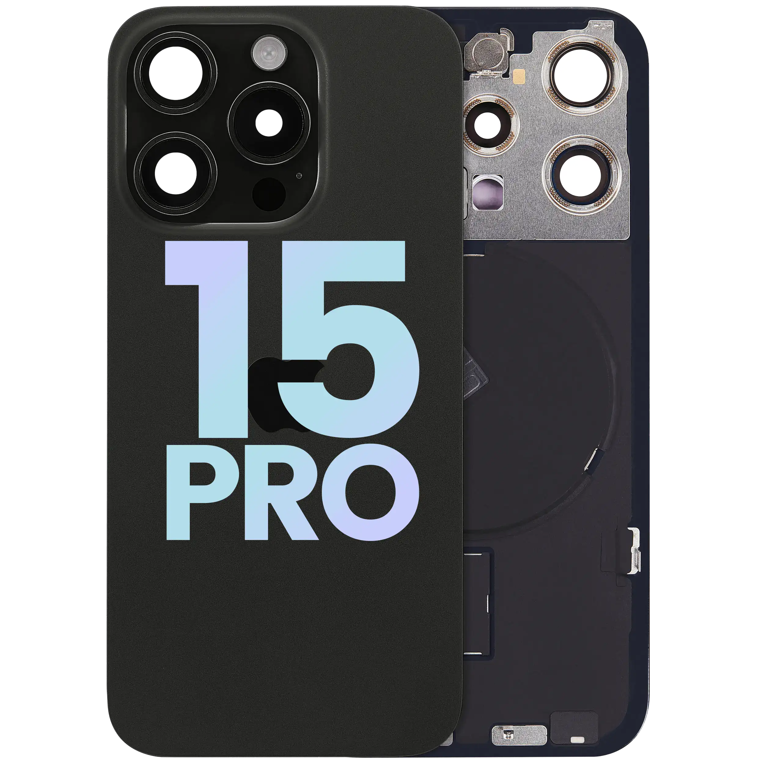 Back Glass w/ MagSafe Magnet & NFC & Flashlight Flex For IPhone 15 Pro (Service Pack) (Black Titanium)
