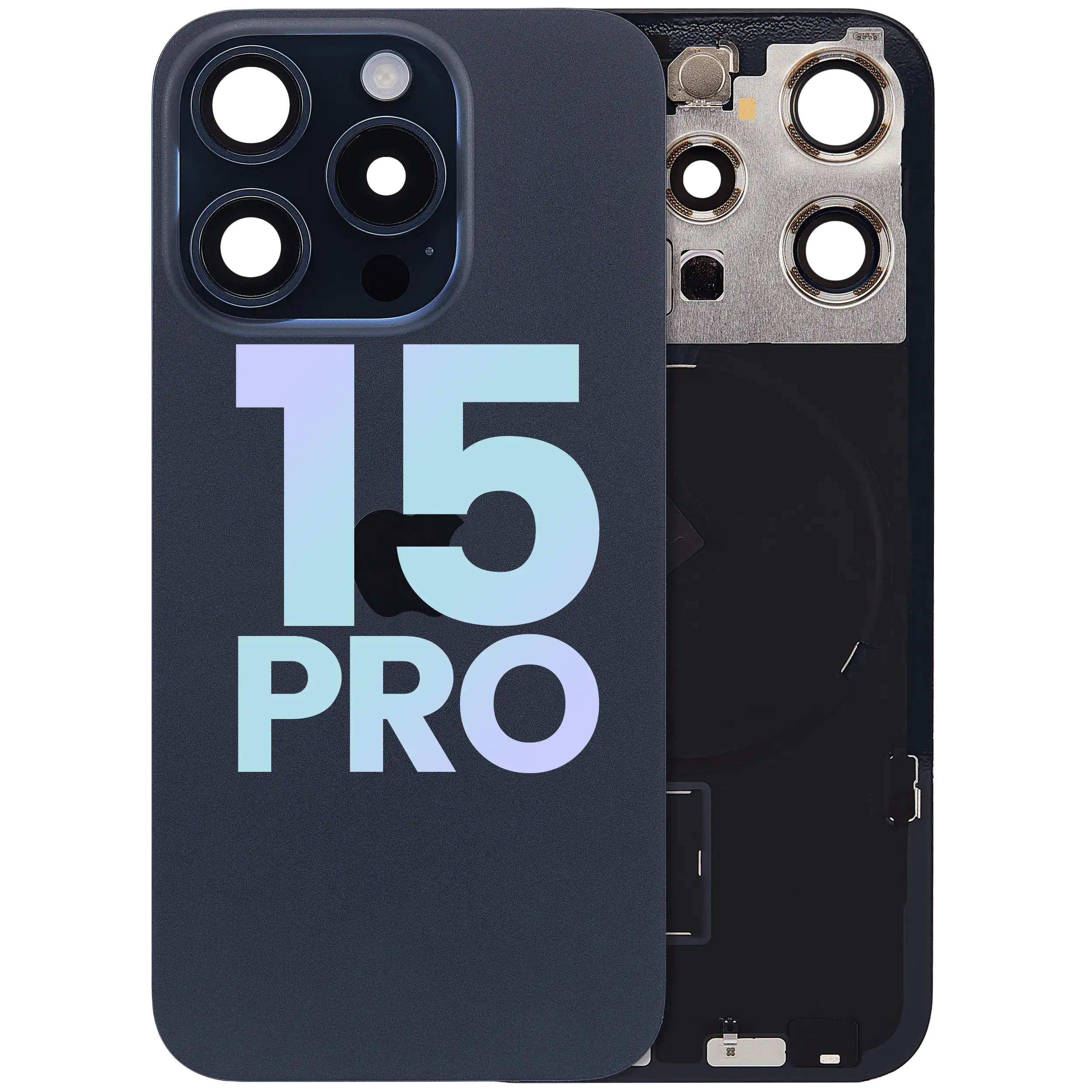 Back Glass w/ MagSafe Magnet & NFC & Flashlight Flex For IPhone 15 Pro (Service Pack) (Blue Titanium)