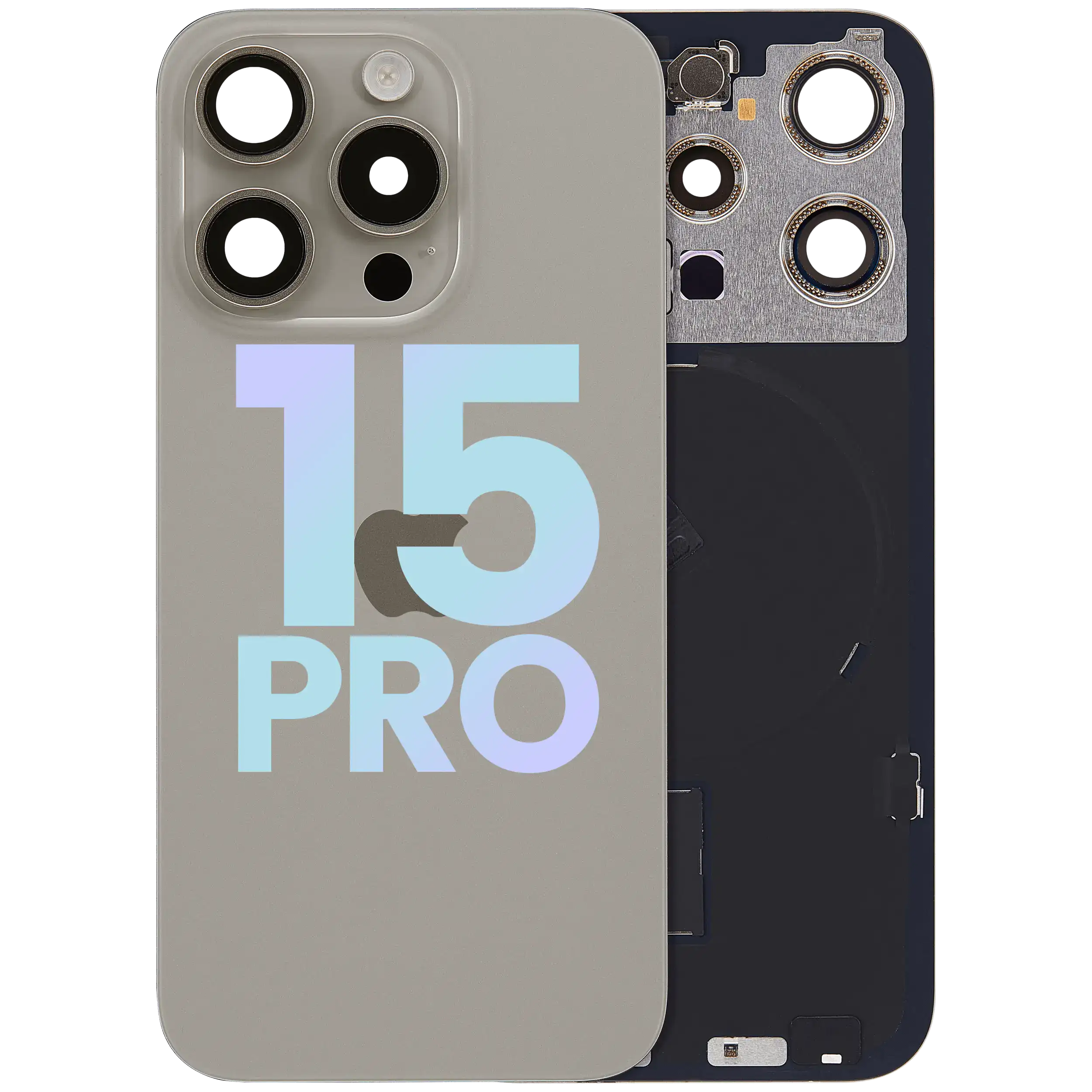 Back Glass w/ MagSafe Magnet & NFC & Flashlight Flex For IPhone 15 Pro (Service Pack) (Natural Titanium)