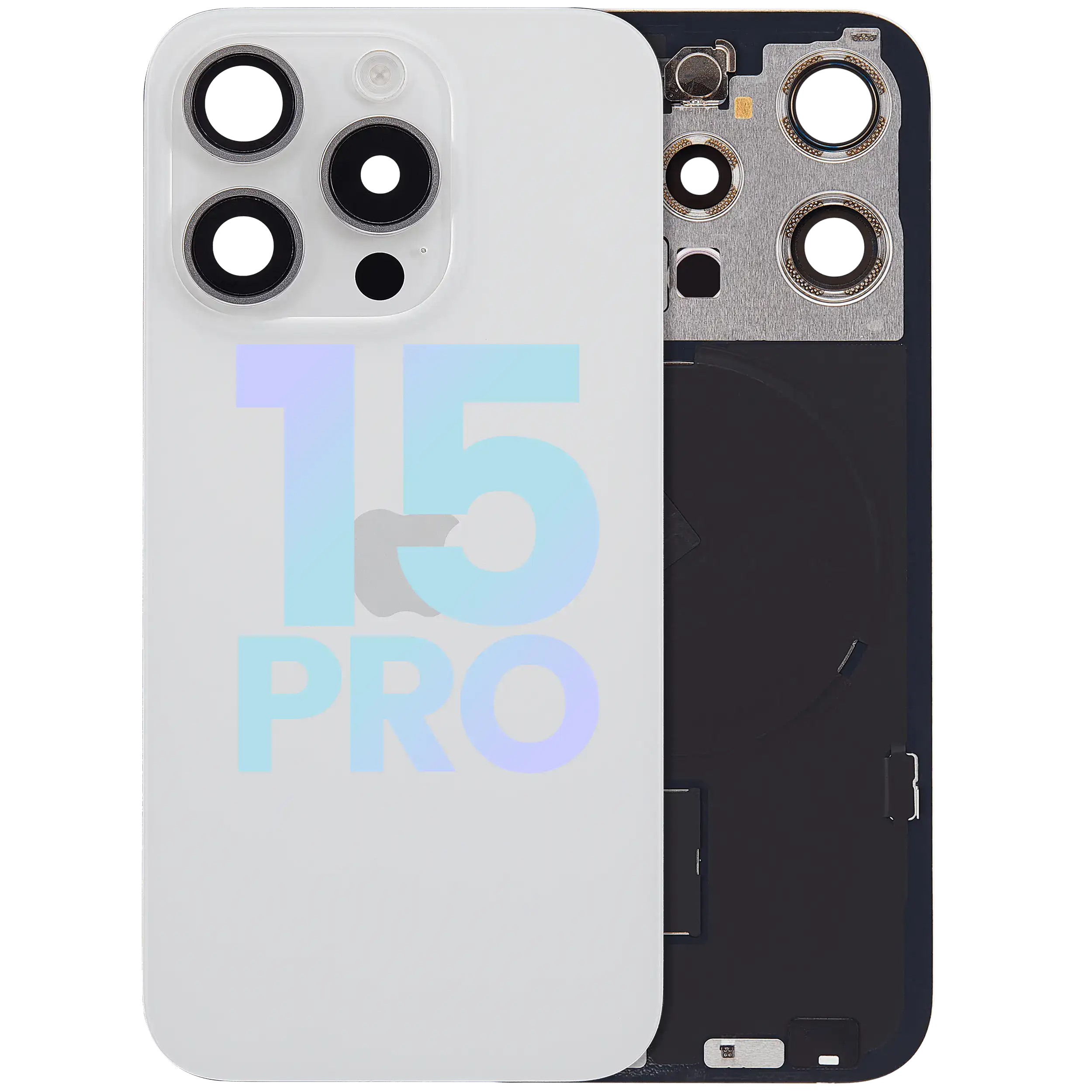 Back Glass w/ MagSafe Magnet & NFC & Flashlight Flex For iPhone 15 Pro (Service Pack) (White Titanium)