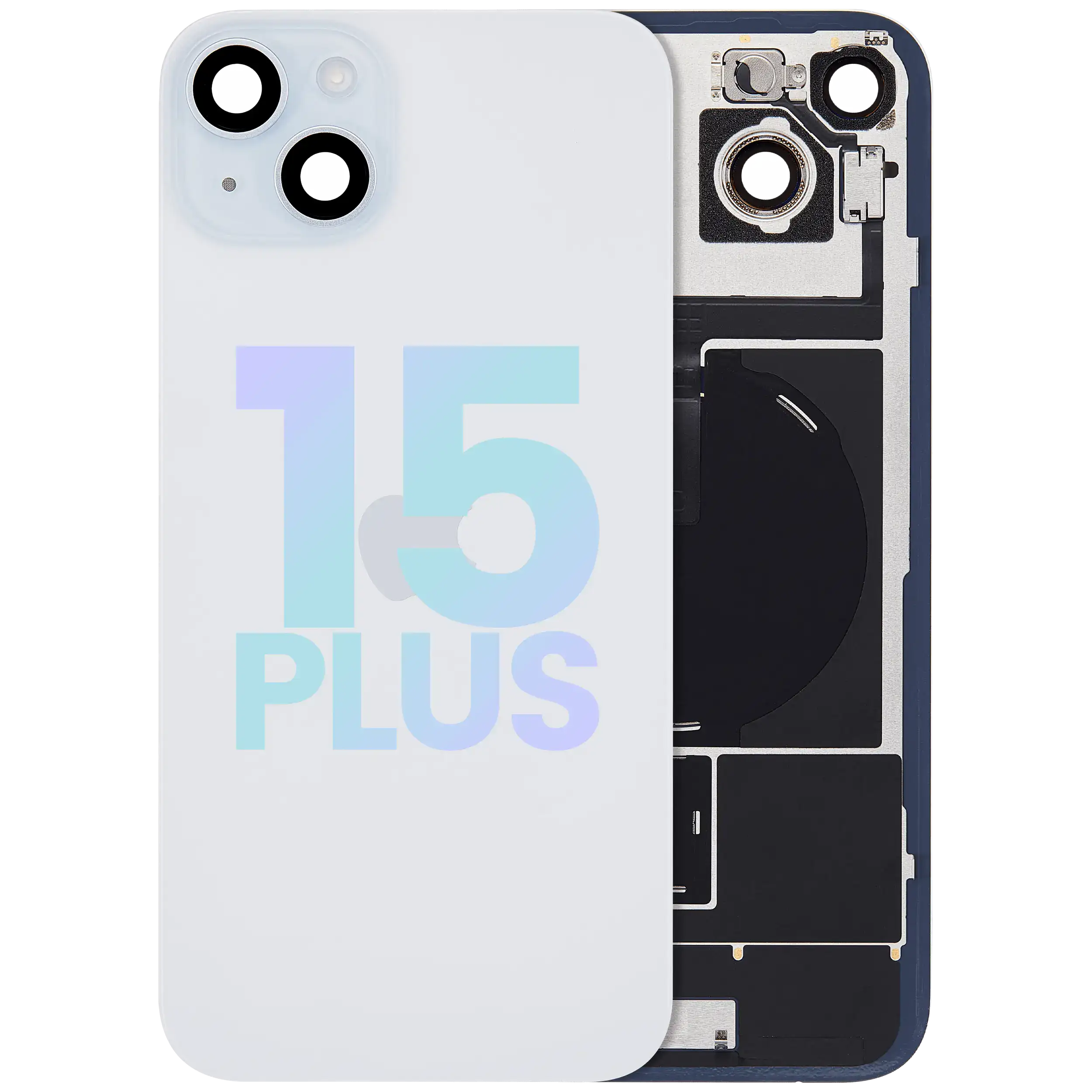 Back Glass w/ MagSafe Magnet & NFC & Flashlight Flex For IPhone 15 Plus (Service Pack) (Blue)