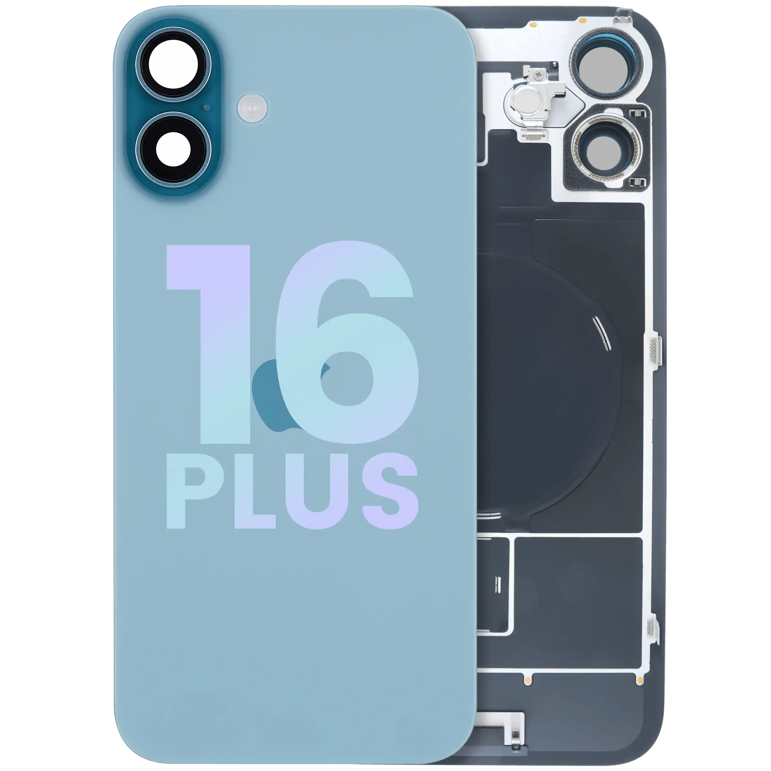 Back Glass w/ MagSafe Magnet & NFC & Flashlight Flex For iPhone 16 Plus (Service Pack) (Teal)