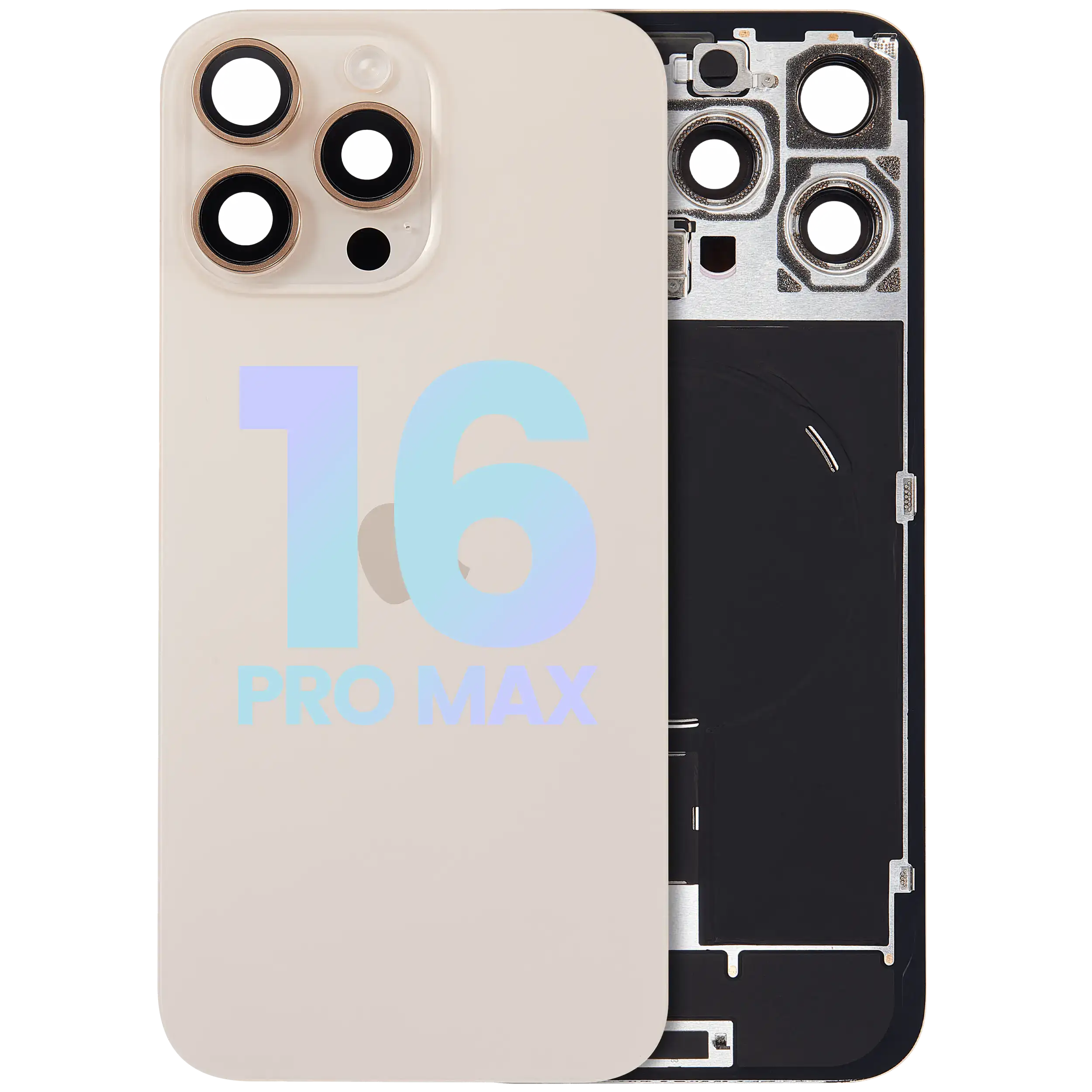 Back Glass w/ MagSafe Magnet & NFC & Flashlight Flex For iPhone 16 Pro Max (Service Pack) (Desert Titanium)