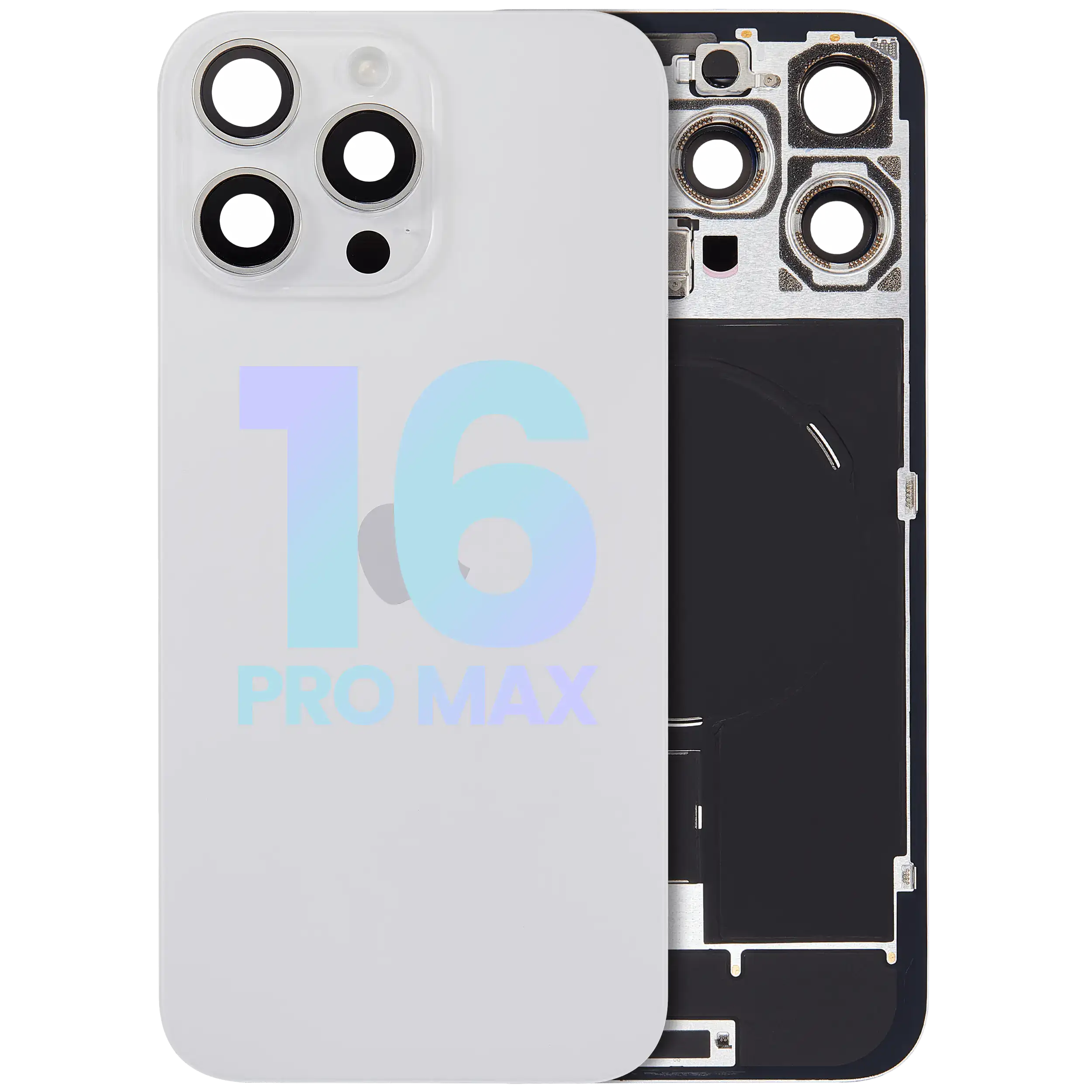 Back Glass w/ MagSafe Magnet & NFC & Flashlight Flex For iPhone 16 Pro Max (Service Pack) (White Titanium)