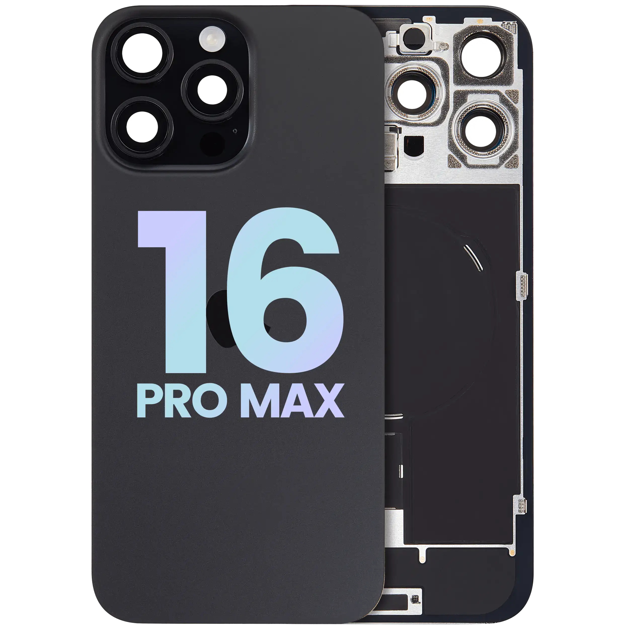 Back Glass w/ MagSafe Magnet & NFC & Flashlight Flex For iPhone 16 Pro Max (Service Pack) (Black Titanium)