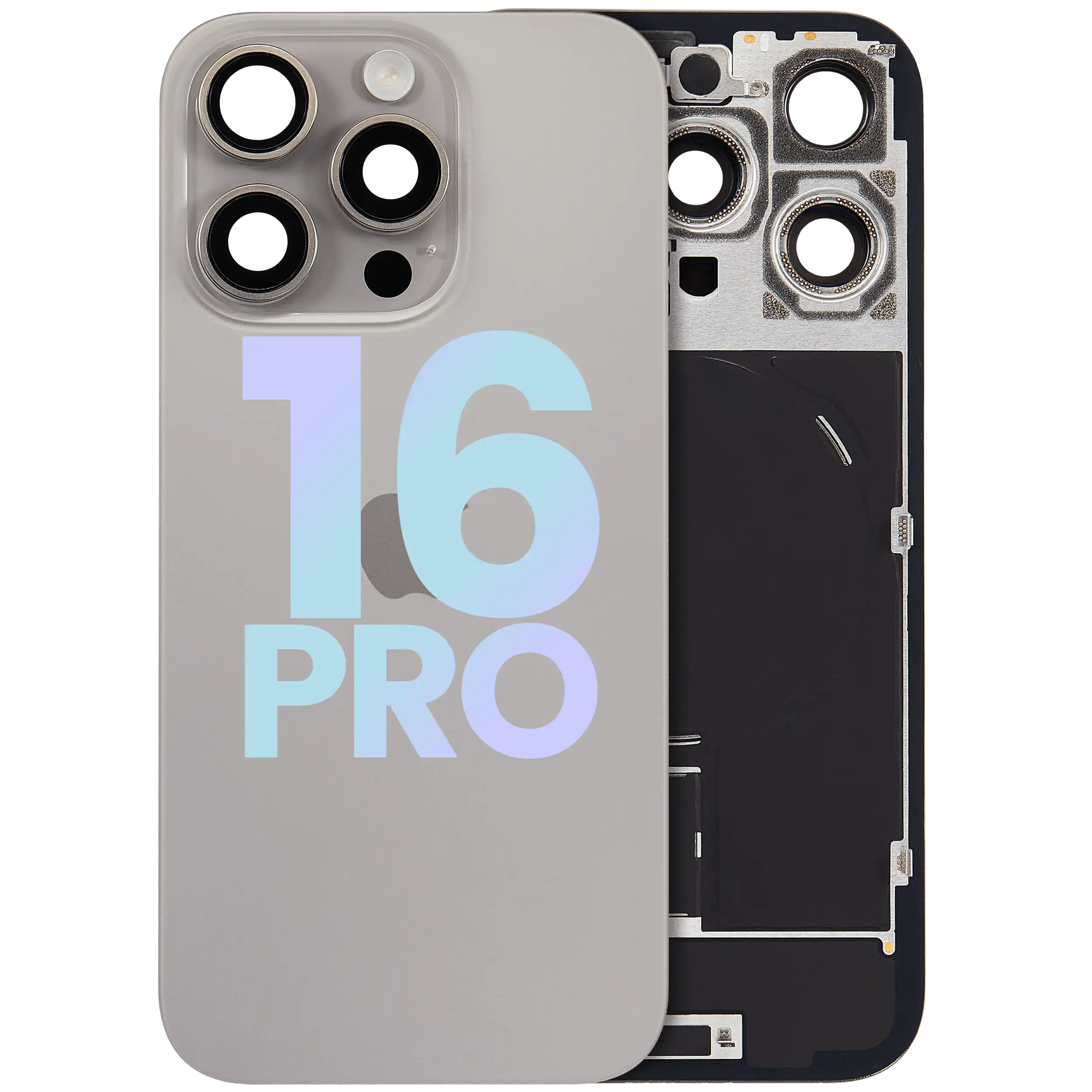Back Glass w/ MagSafe Magnet & NFC & Flashlight Flex For iPhone 16 Pro (Service Pack) (Natural Titanium)