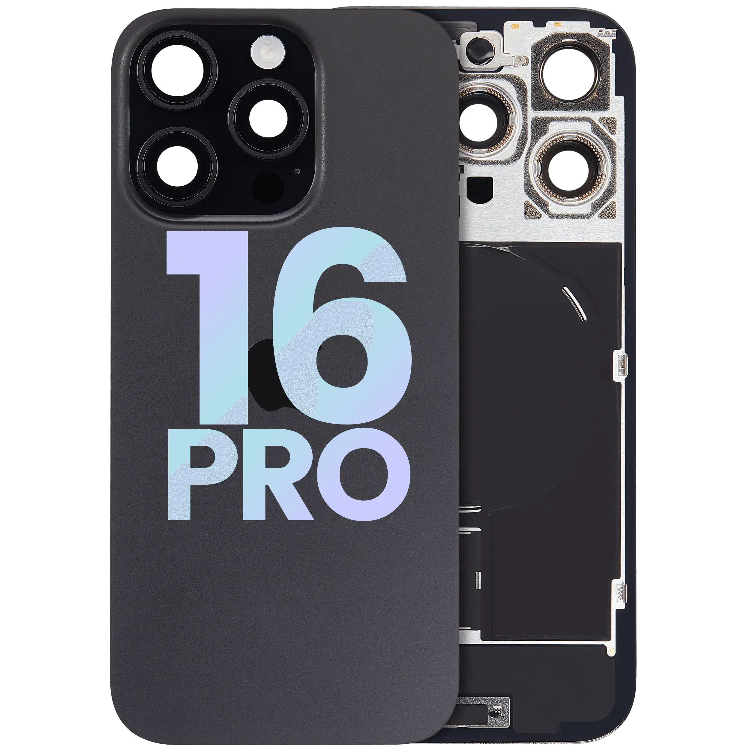 Back Glass w/ MagSafe Magnet & NFC & Flashlight Flex For iPhone 16 Pro (Service Pack) (Black Titanium)