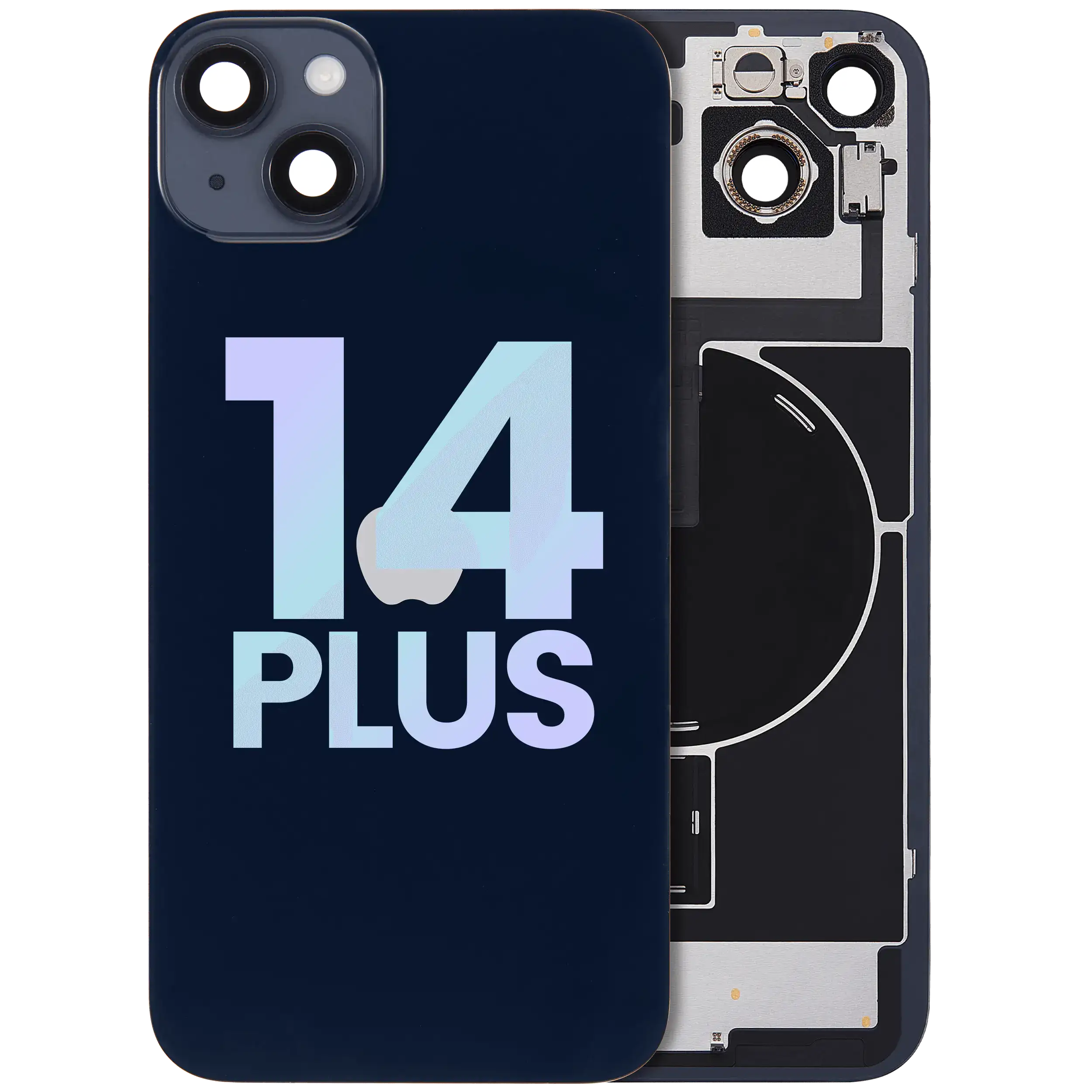 Back Glass w/ MagSafe Magnet & NFC & Flashlight Flex For iPhone 14 Plus (Service Pack) (Midnight)