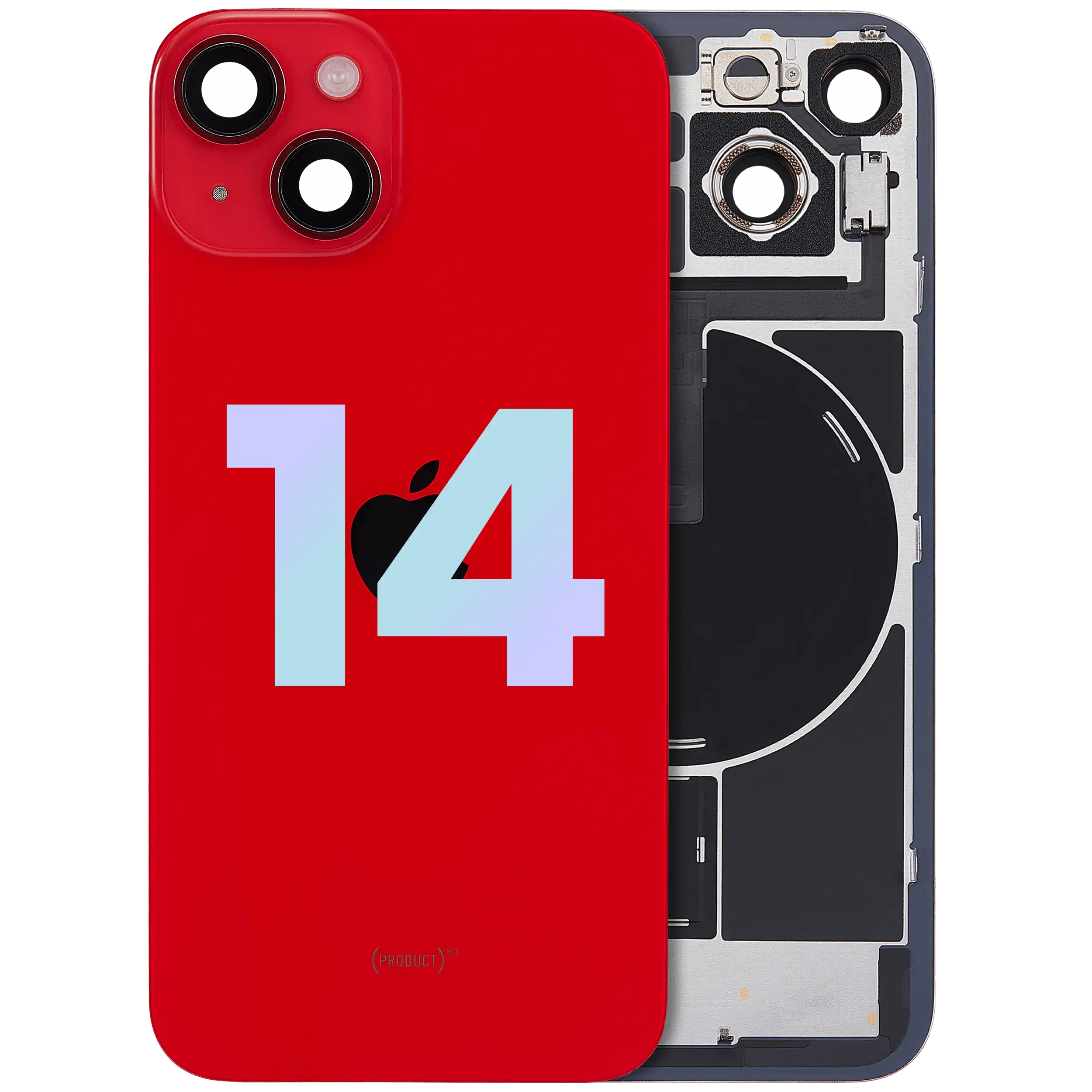 Back Glass w/ MagSafe Magnet & NFC & Flashlight Flex For iPhone 14 (Service Pack) (Red)