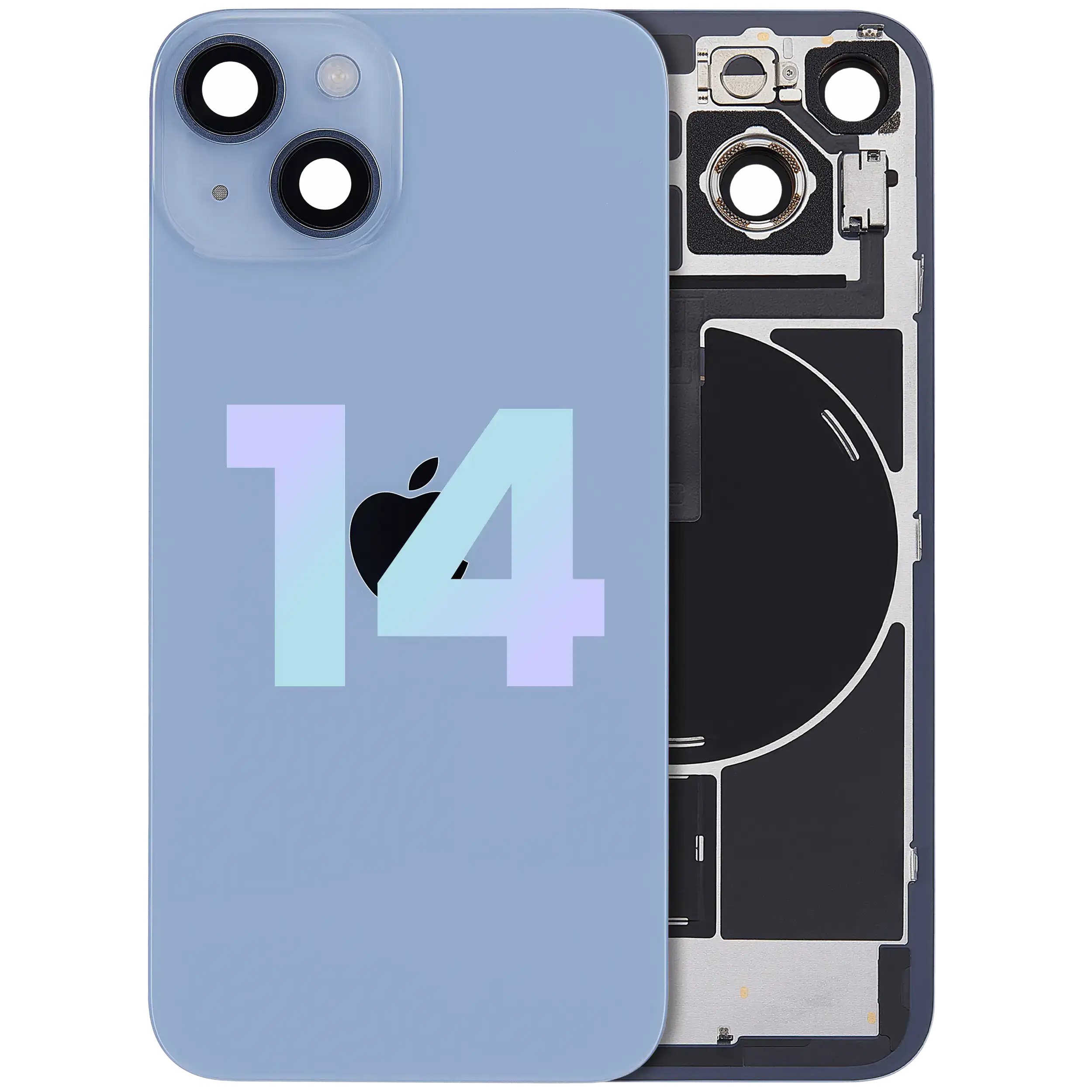 Back Glass w/ MagSafe Magnet & NFC & Flashlight Flex For iPhone 14 (Service Pack) (Blue)