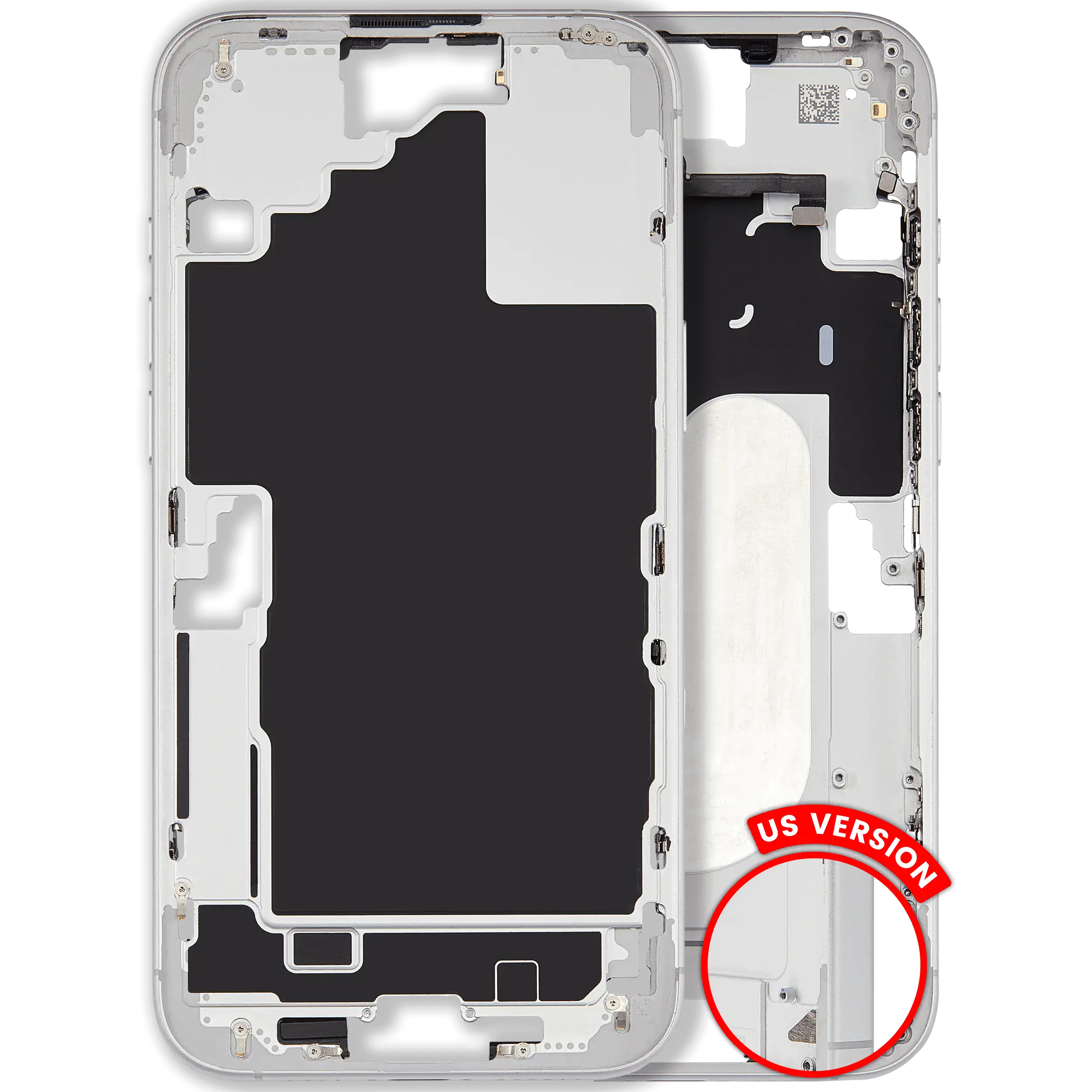 Mid-Frame Housing W/ Small Parts For iPhone 16 Plus (US Version) (Used OEM Pull: Grade B) (White)