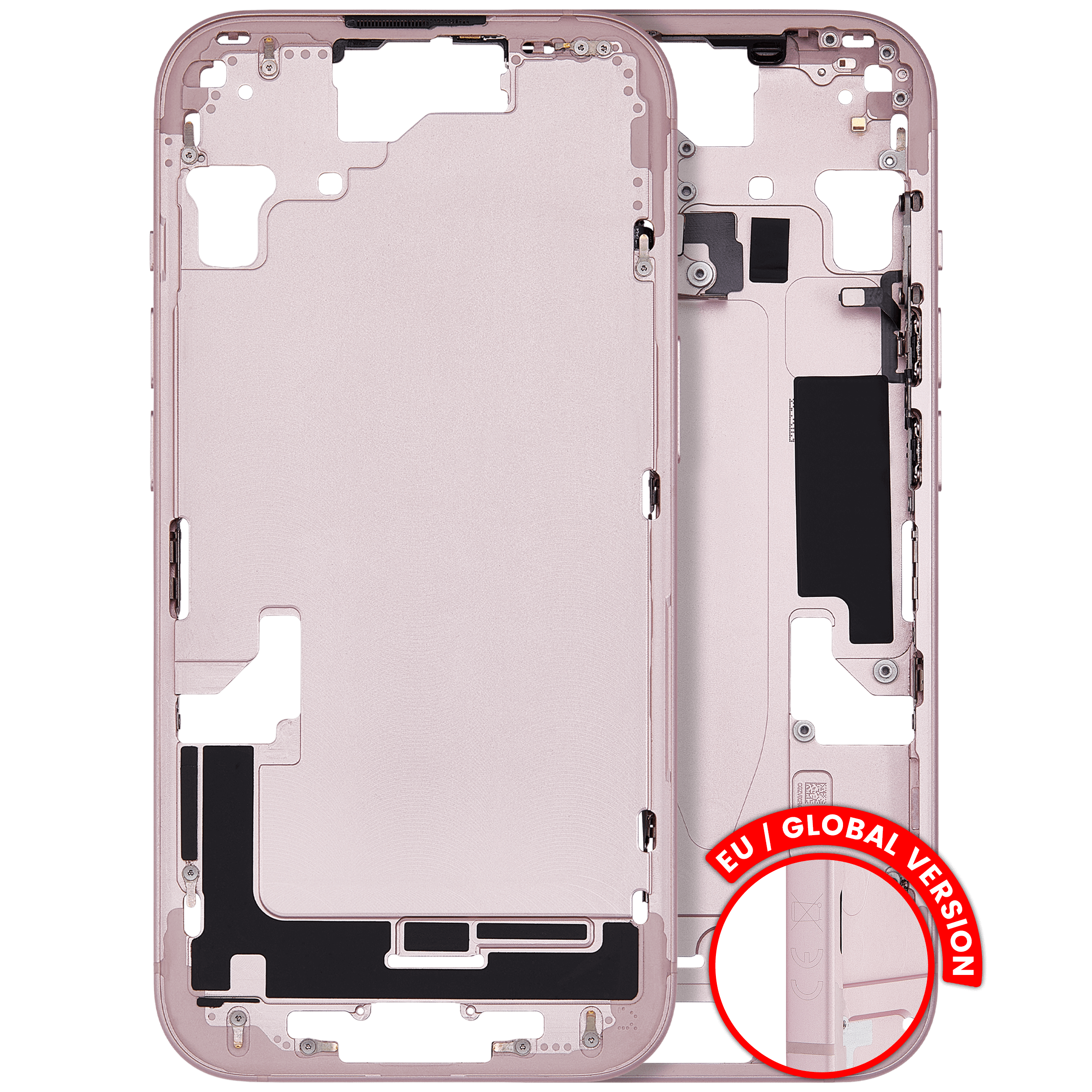 Mid-Frame Housing W/ Small Parts For iPhone 15 (EU / Global Version) (Used OEM Pull: Grade B) (Pink)
