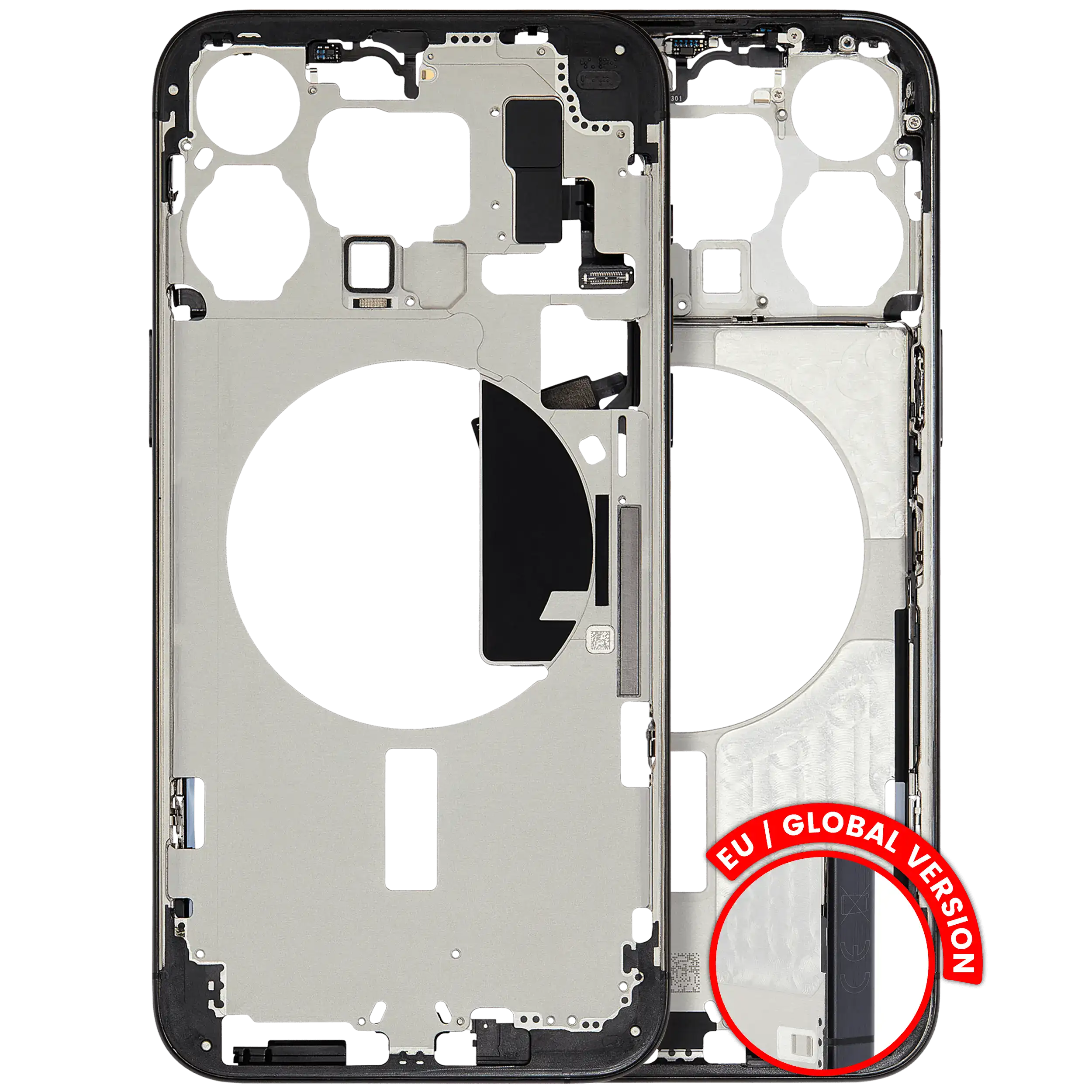 Mid-Frame Housing W/ Small Parts For iPhone 15 Pro Max (EU / Global Version) (Used OEM Pull: Grade C) (Black Titanium)