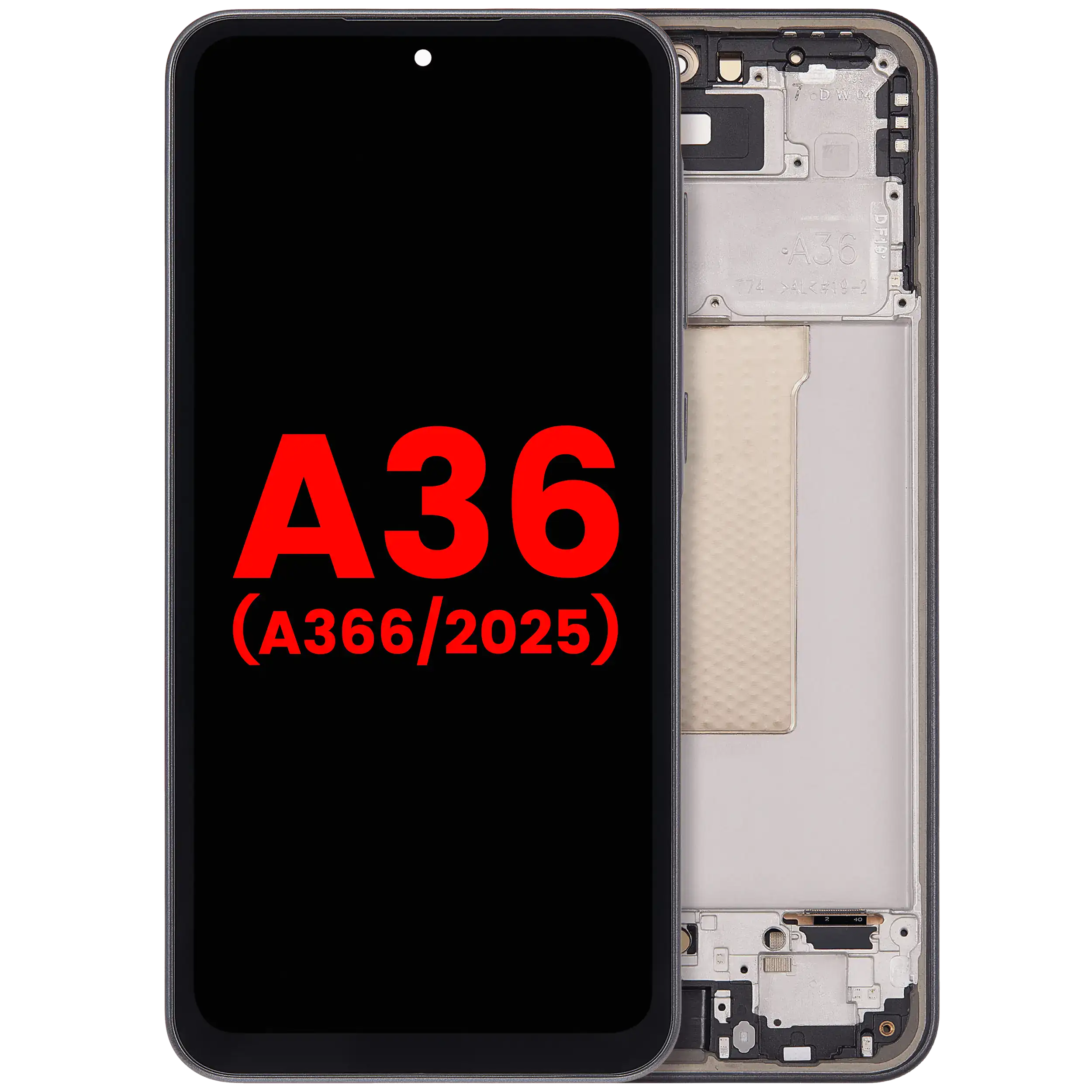 OLED Assembly With Frame For Samsung Galaxy A36 5G (A366 / 2025) (Aftermarket Plus) (Black)