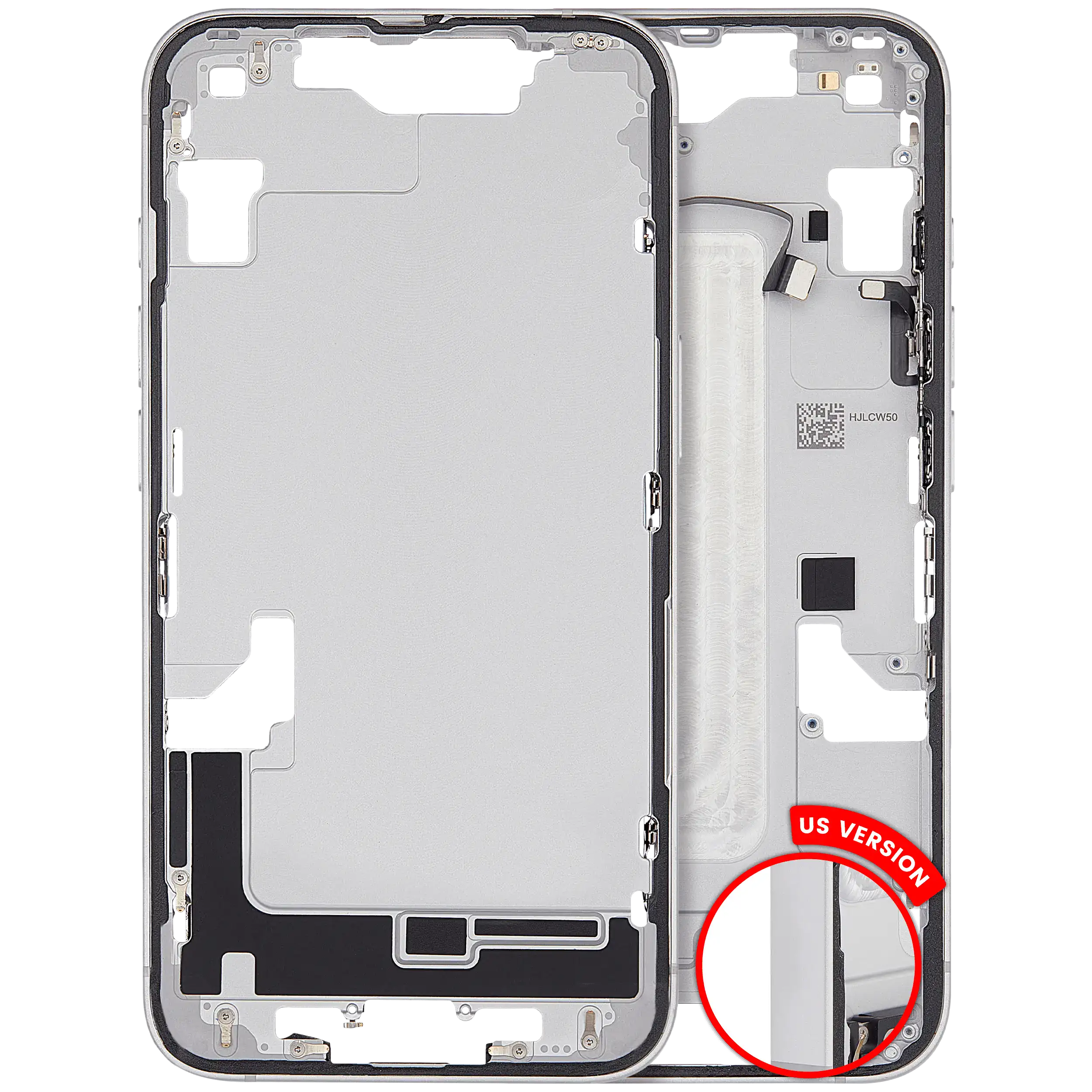 Mid-Frame Housing W/ Small Parts For iPhone 16e / 17e (US Version) (Used OEM Pull: Grade A) (White)