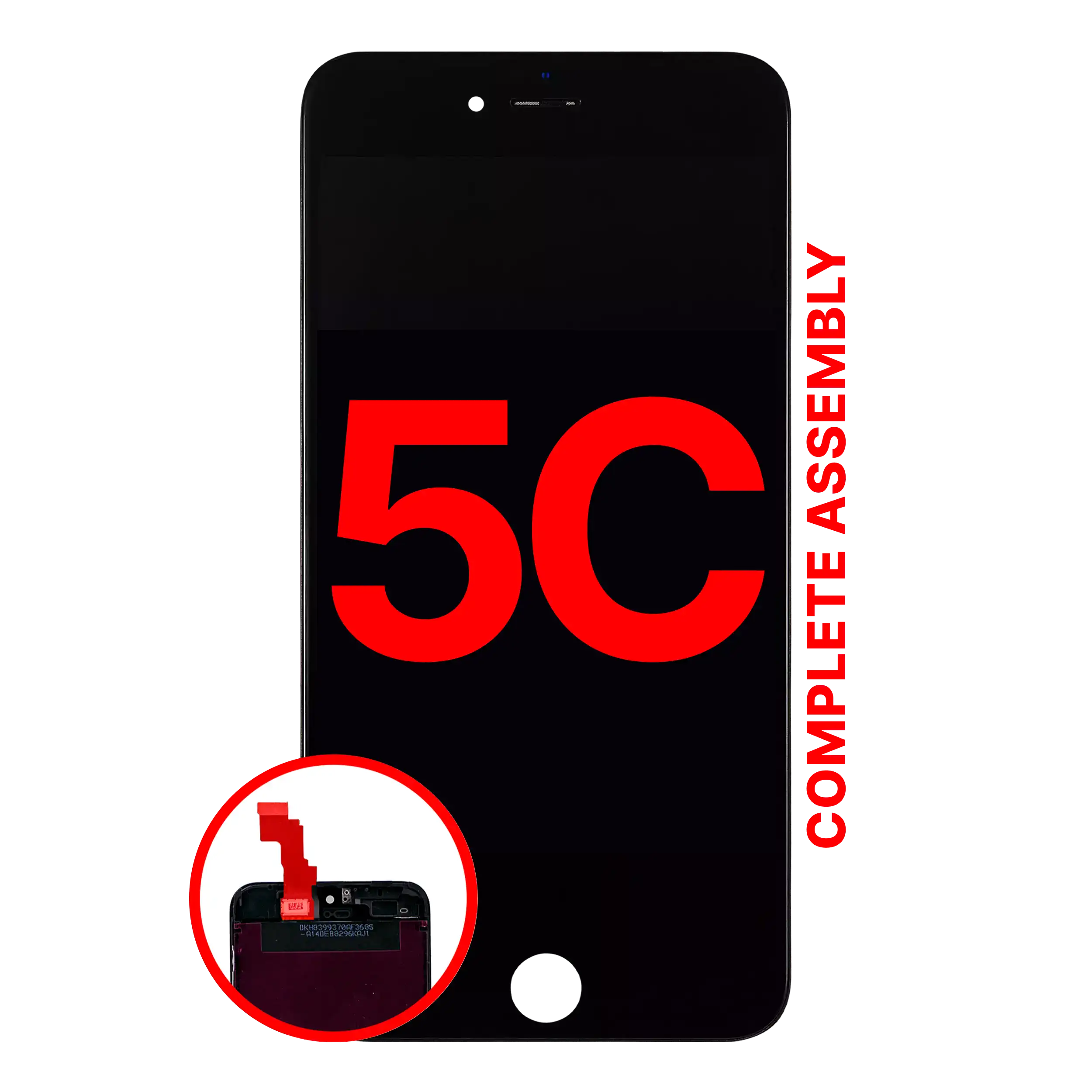 Complete LCD Assembly For iPhone 5C (With Front Camera: Prox Sensor & Earpiece Speaker) (Aftermarket Plus: Tianma) (Black)