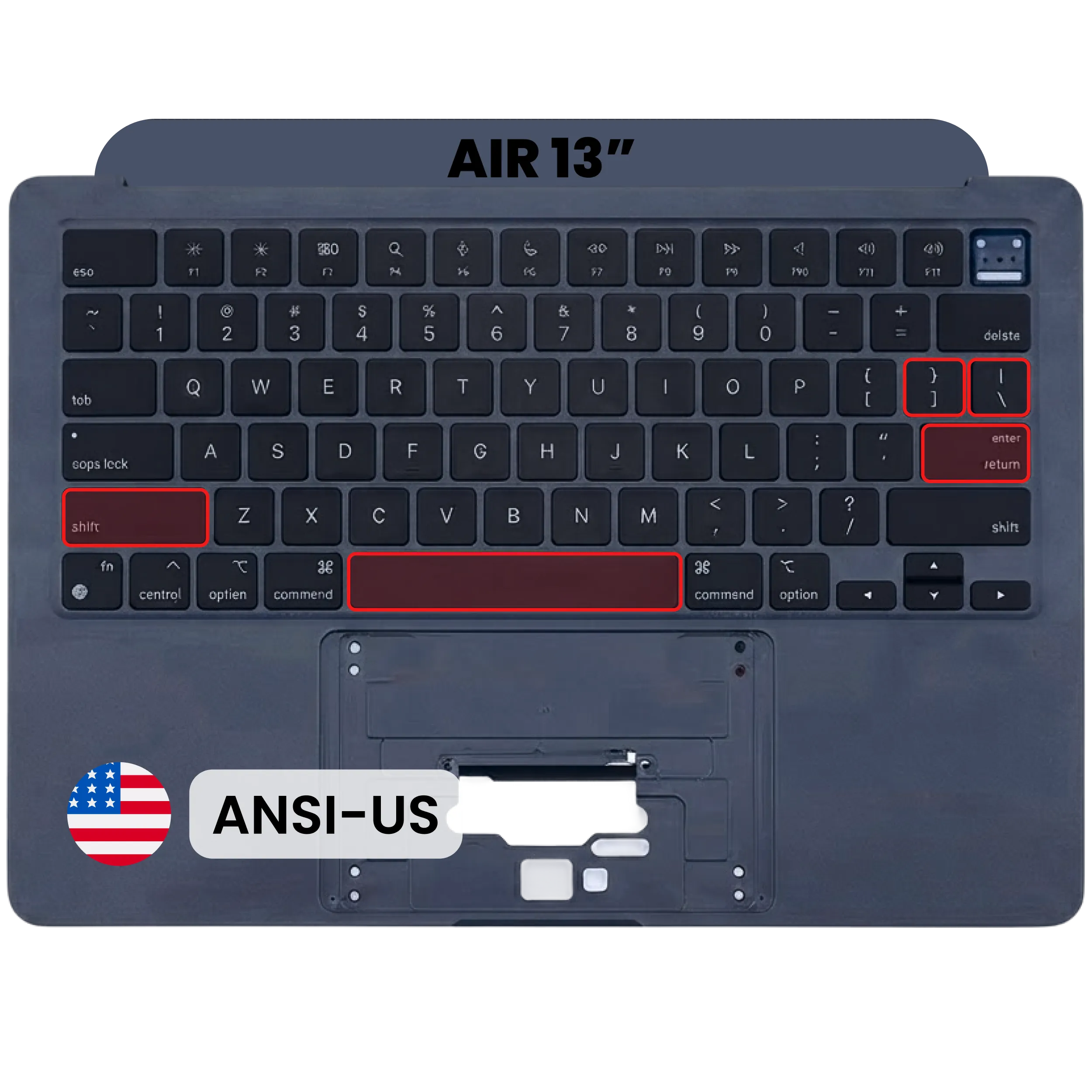 Top Case with Battery and Keyboard (ANSI US) For MacBook Air 13" A2681 (2022) (Used OEM Pull: Grade A) (Midnight)