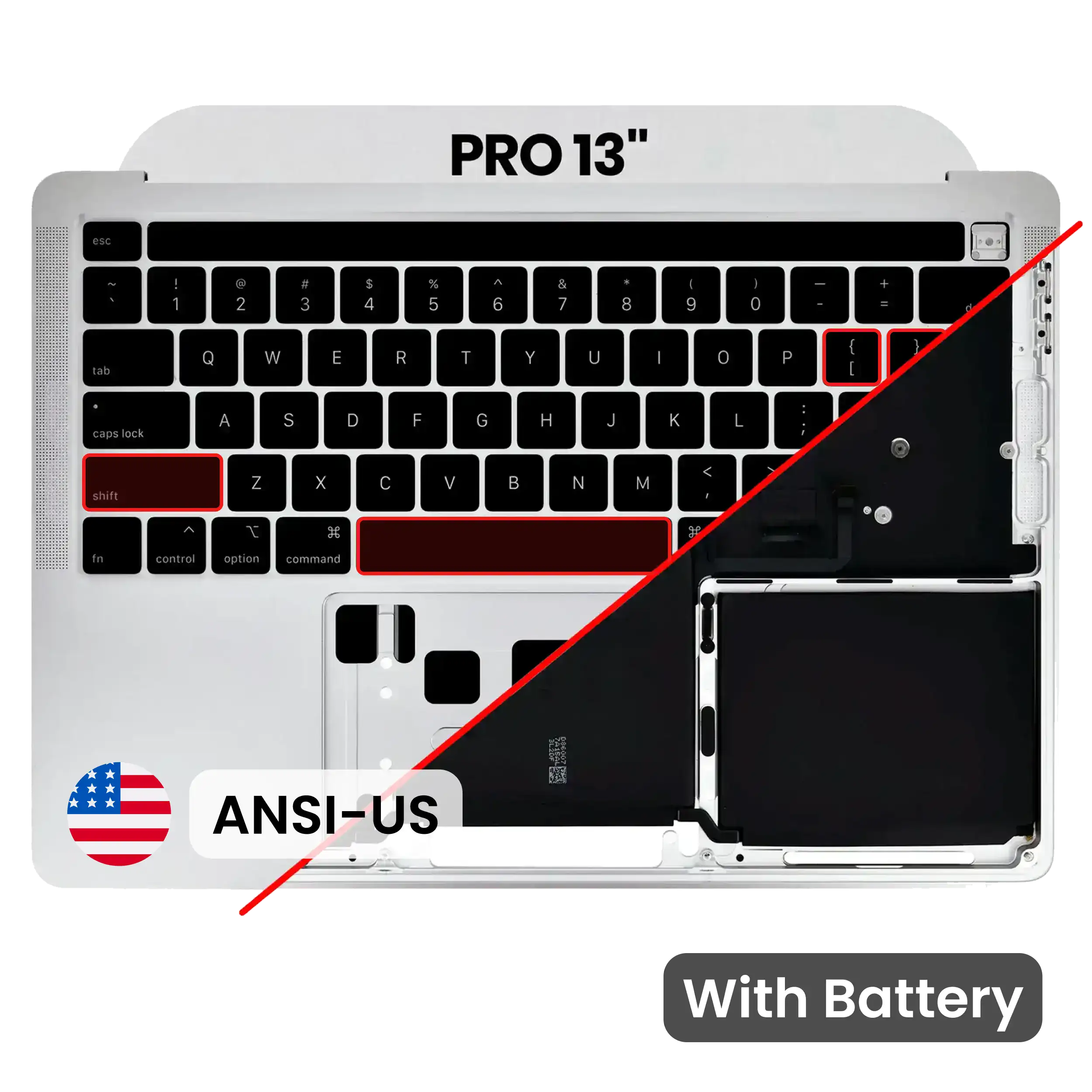 Top Case with Battery and Keyboard (ANSI US) For MacBook Pro 13" A2289 (2020) (Silver)