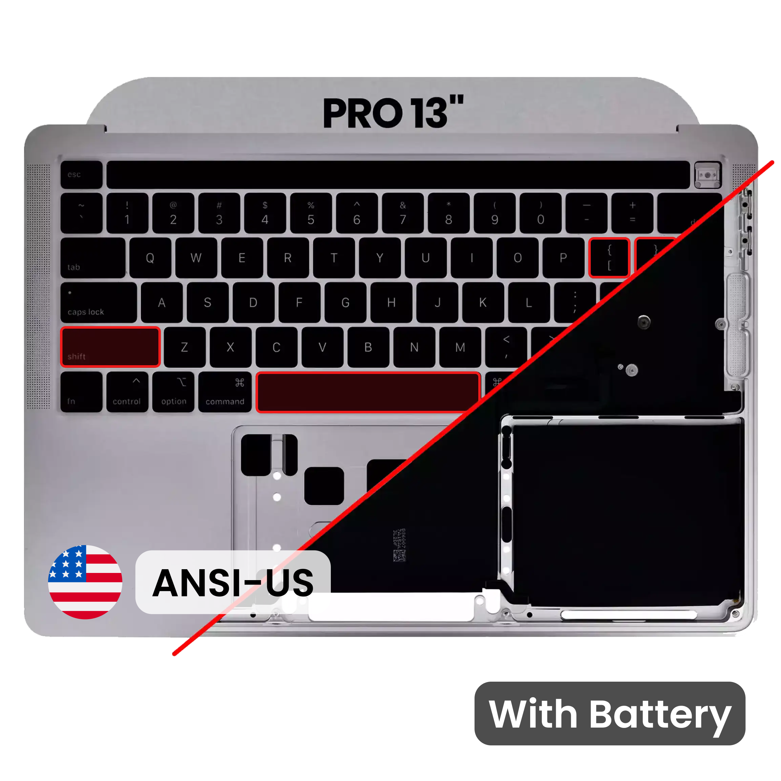 Top Case with Battery and Keyboard (ANSI US) For MacBook Pro 13" A2289 (2020) (Space Gray)