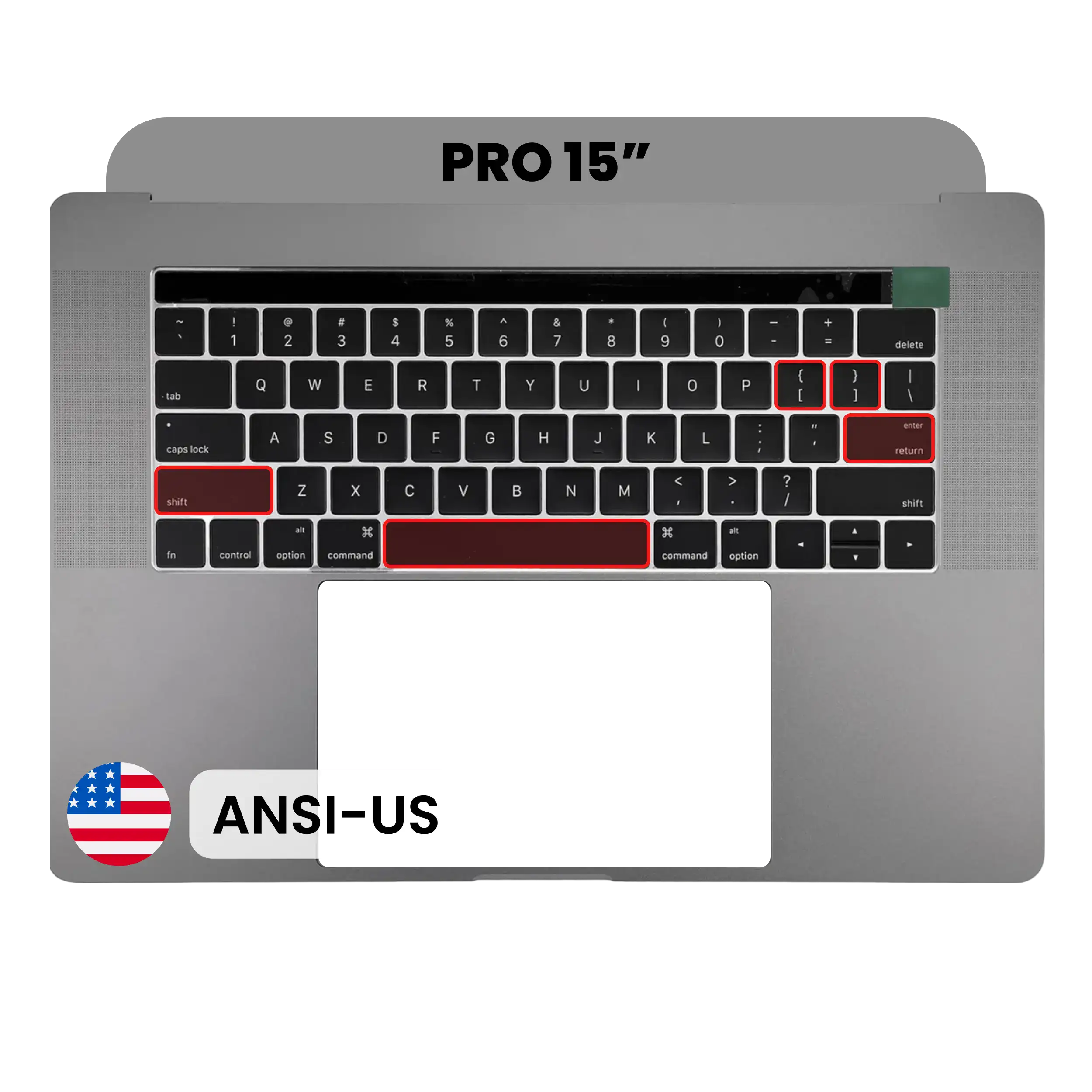 Top Case with Keyboard (ANSI US) For MacBook Pro 15" A1707 (2016-2017) (Used OEM Pull: Grade B/C) (Space Gray)