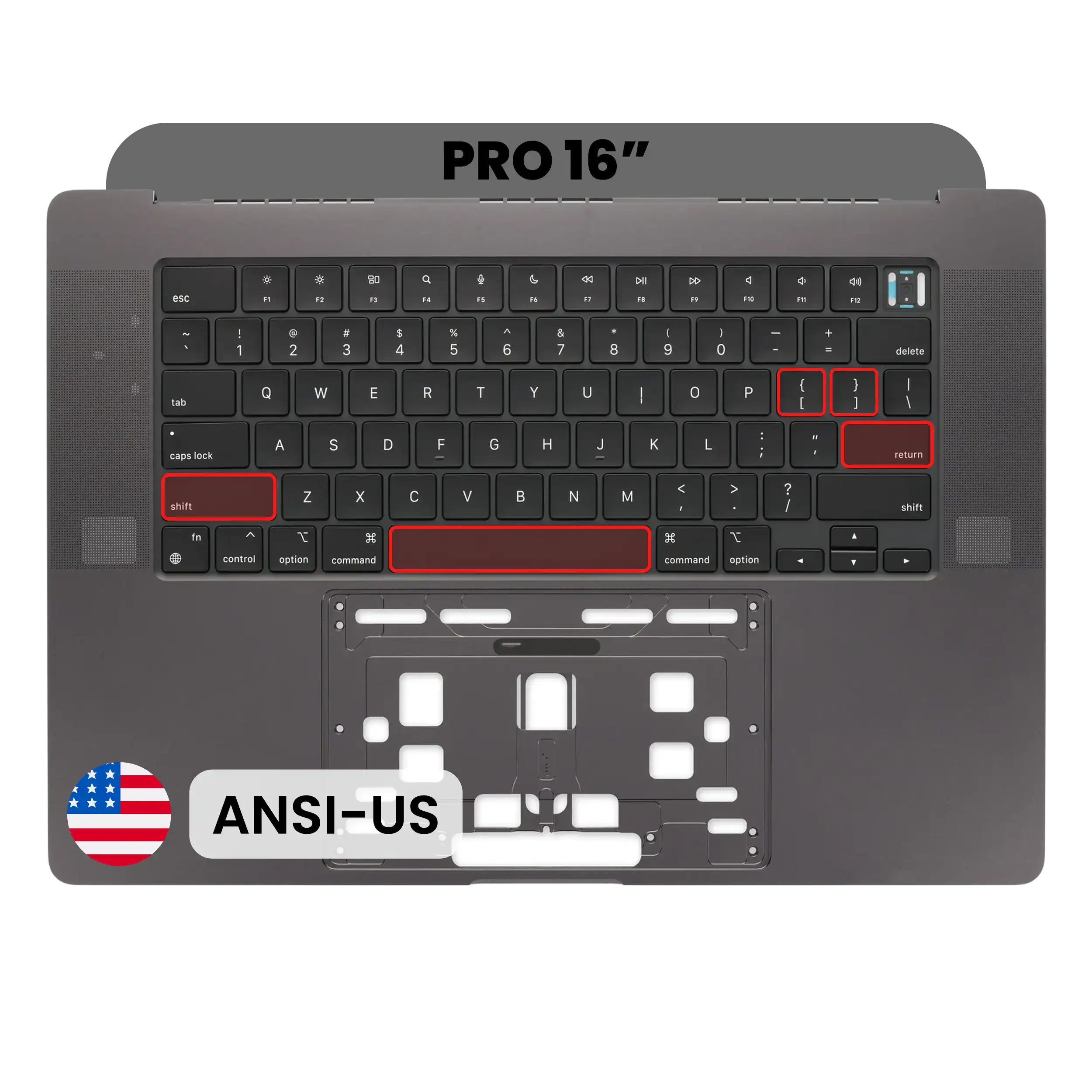 Top Case with Keyboard (ANSI US) For MacBook Pro 16" A2991 (2023) (Space Black)
