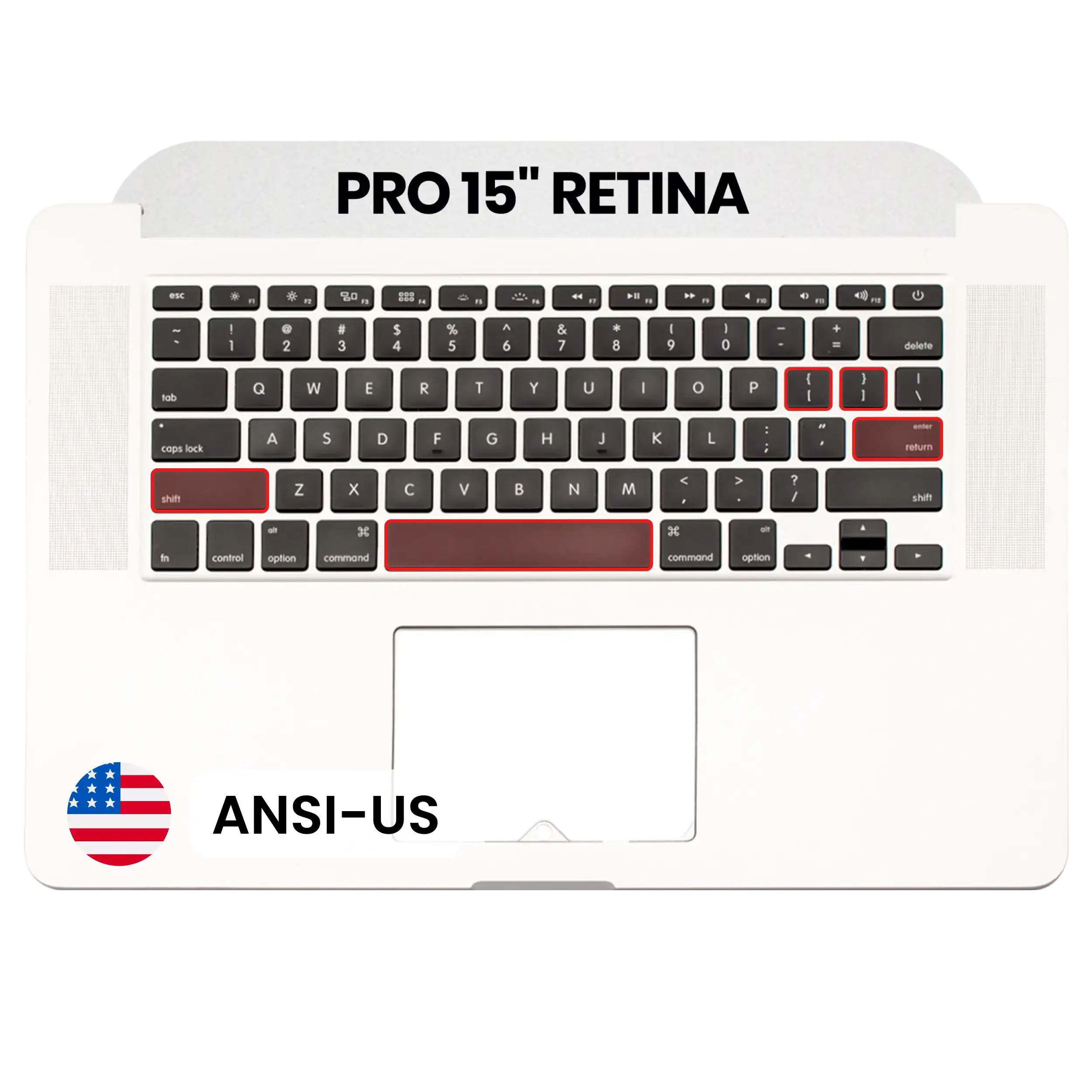 Top Case with Keyboard (ANSI US) and Microphone For MacBook Pro 15" A1398 (2013-2014) (Used OEM Pull: Grade A)