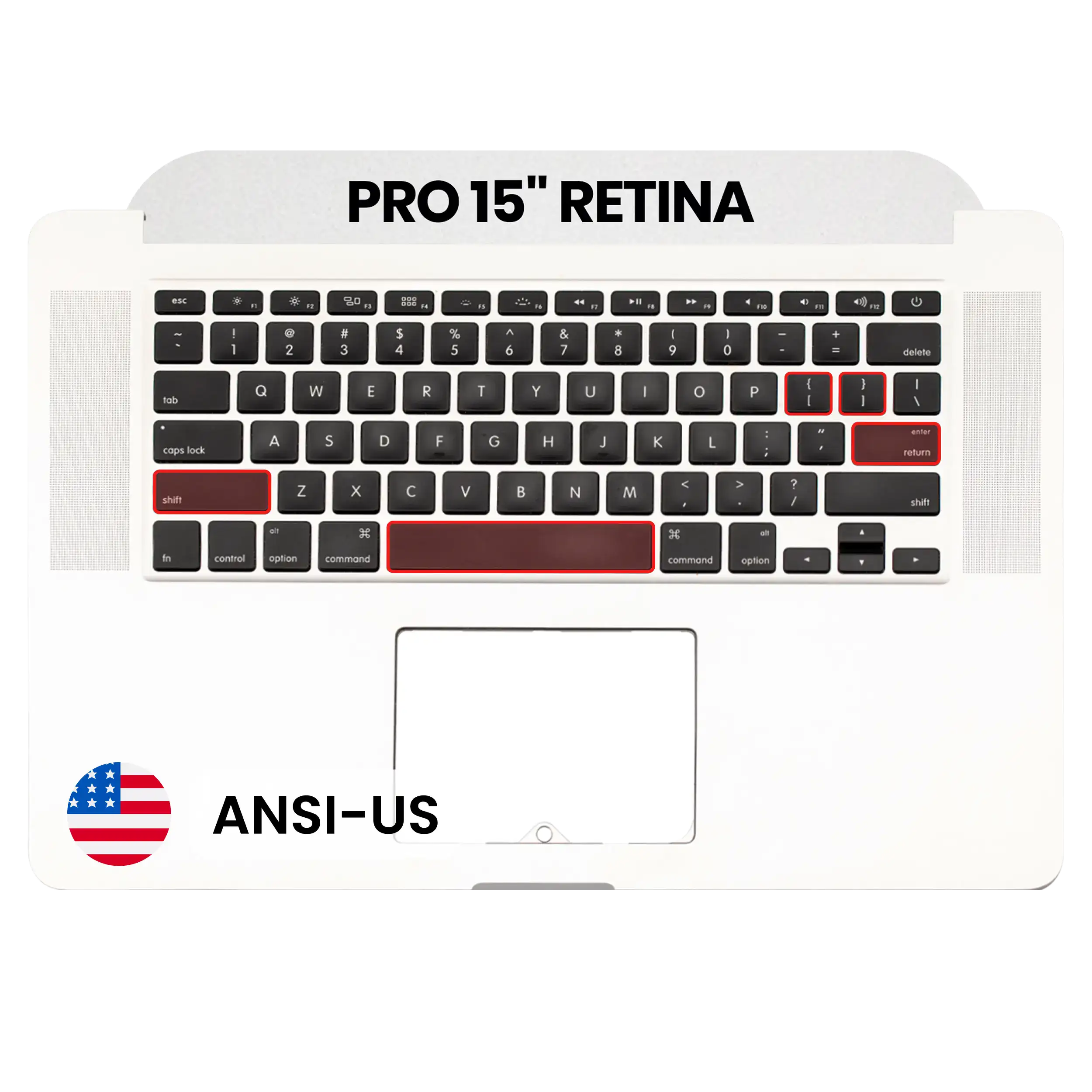 Top Case with Keyboard (ANSI US) and Microphone For MacBook Pro 15" A1398 (2012-2013) (Used OEM Pull: Grade A)