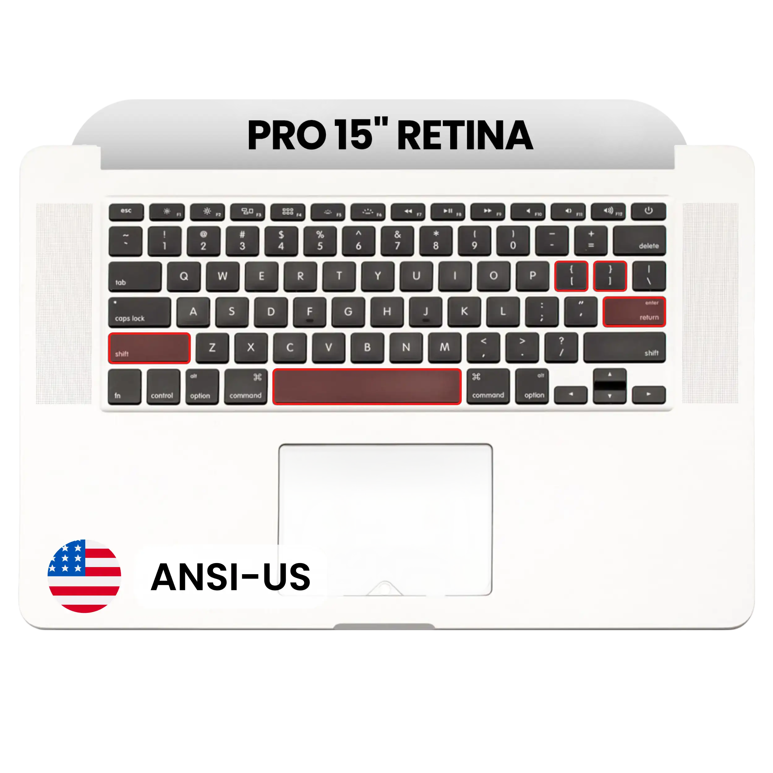 Top Case with Keyboard (ANSI US) and Microphone For MacBook Pro 15" A1398 (2015) (Used OEM Pull: Grade A)