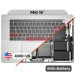 Top Case with Battery and Keyboard (ANSI US) For MacBook Pro 16" A2141 (2019) (OEM New) (Silver)