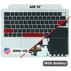 Top Case with Battery and Keyboard (ANSI US) For MacBook Air 13" A2681 (Used OEM Pull: Grade A) (Silver)