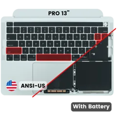 Top Case with Battery and Keyboard (ANSI US) For MacBook Pro 13" A2338 (2020) (M2) (Silver)